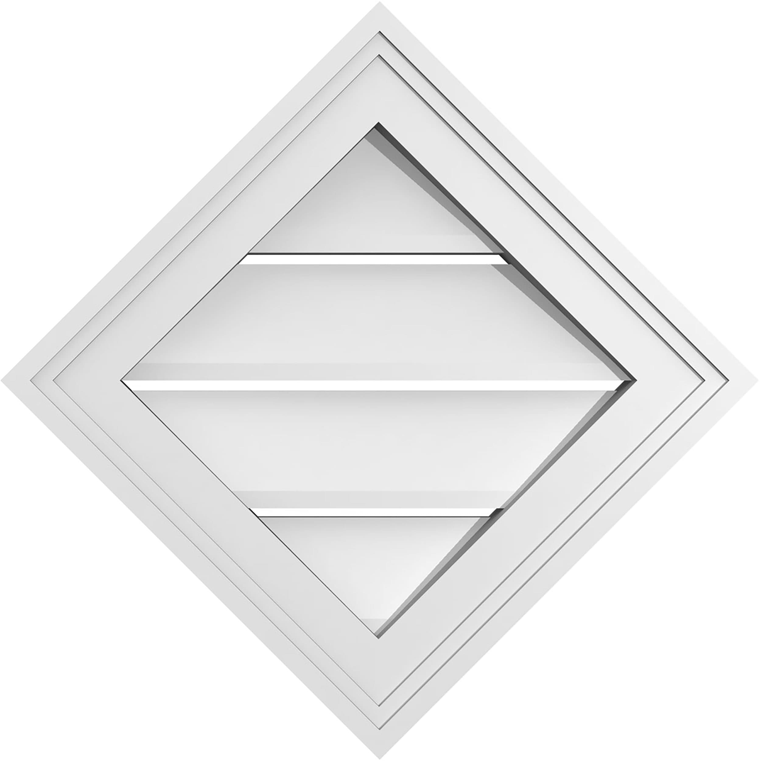 Ekena Millwork GVPDI16X1602SN 16-Inches x 16-Inches Off-white Diamond PVC Gable Louver Vent