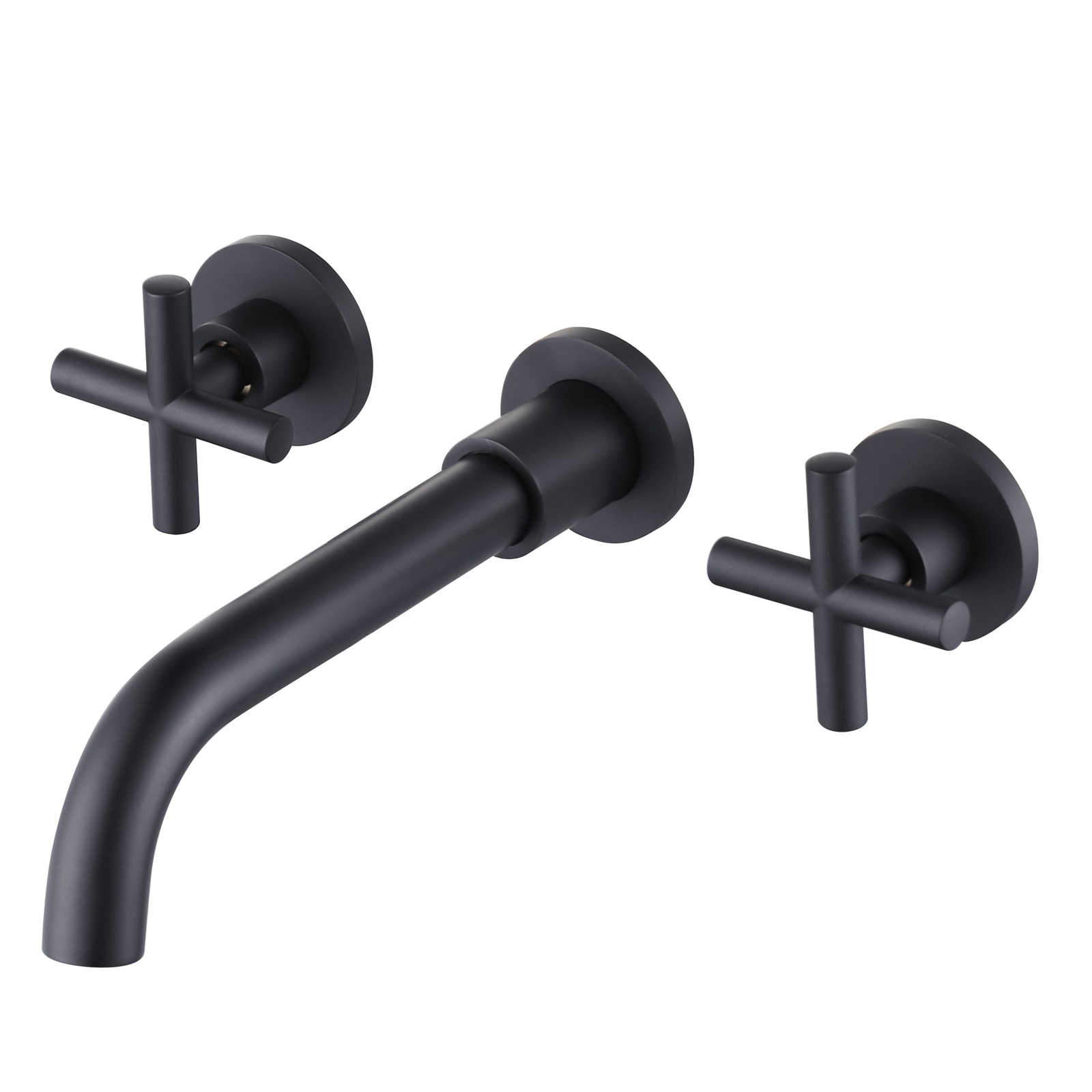 WOWOW 131400B-LW matte black Wall-mount 2-handle Swivel Commercial/Residential Handle Bathroom Sink Faucet