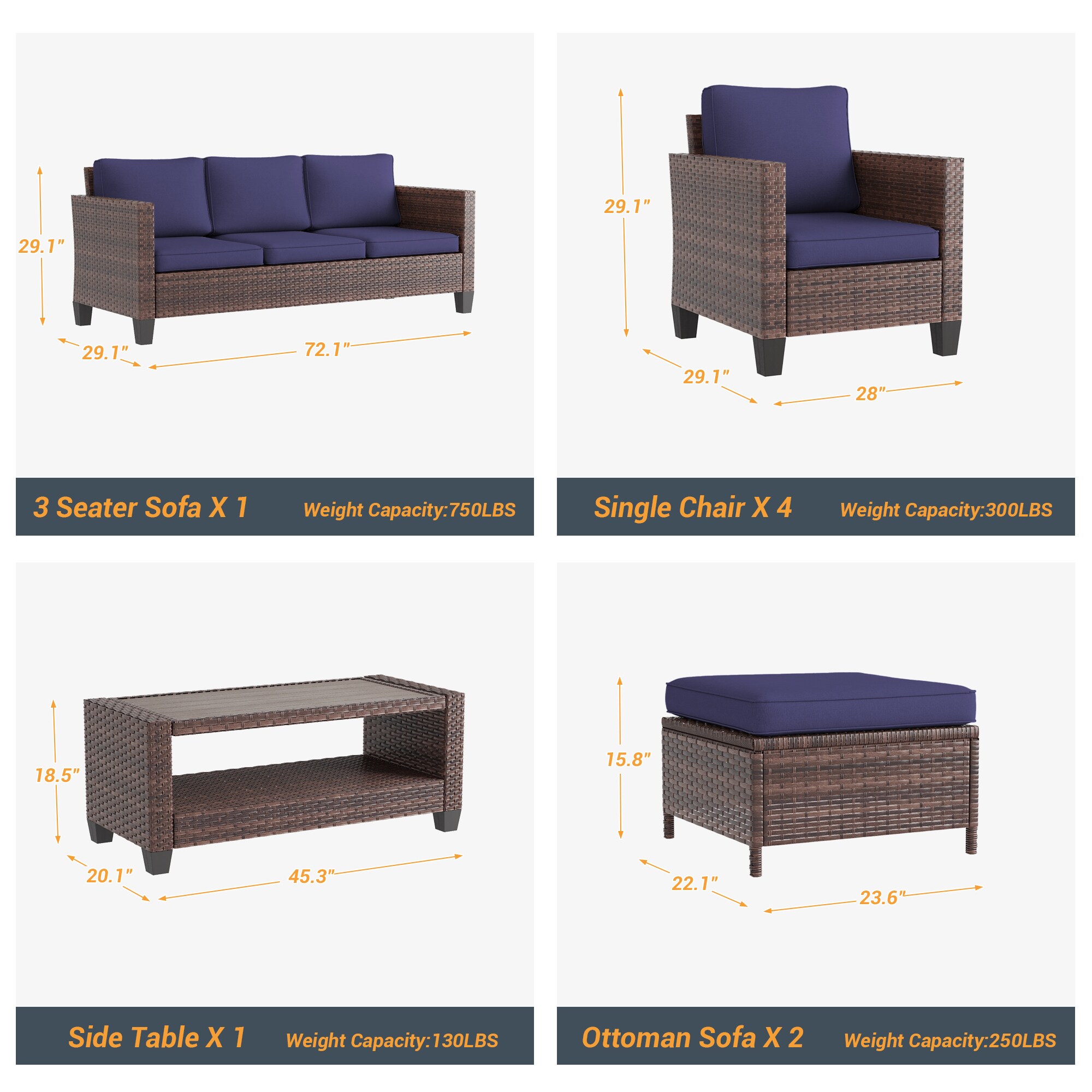 Sonkuki SD-AB-BNY-95S1T3 Patio-Conversation-Sets - View #2