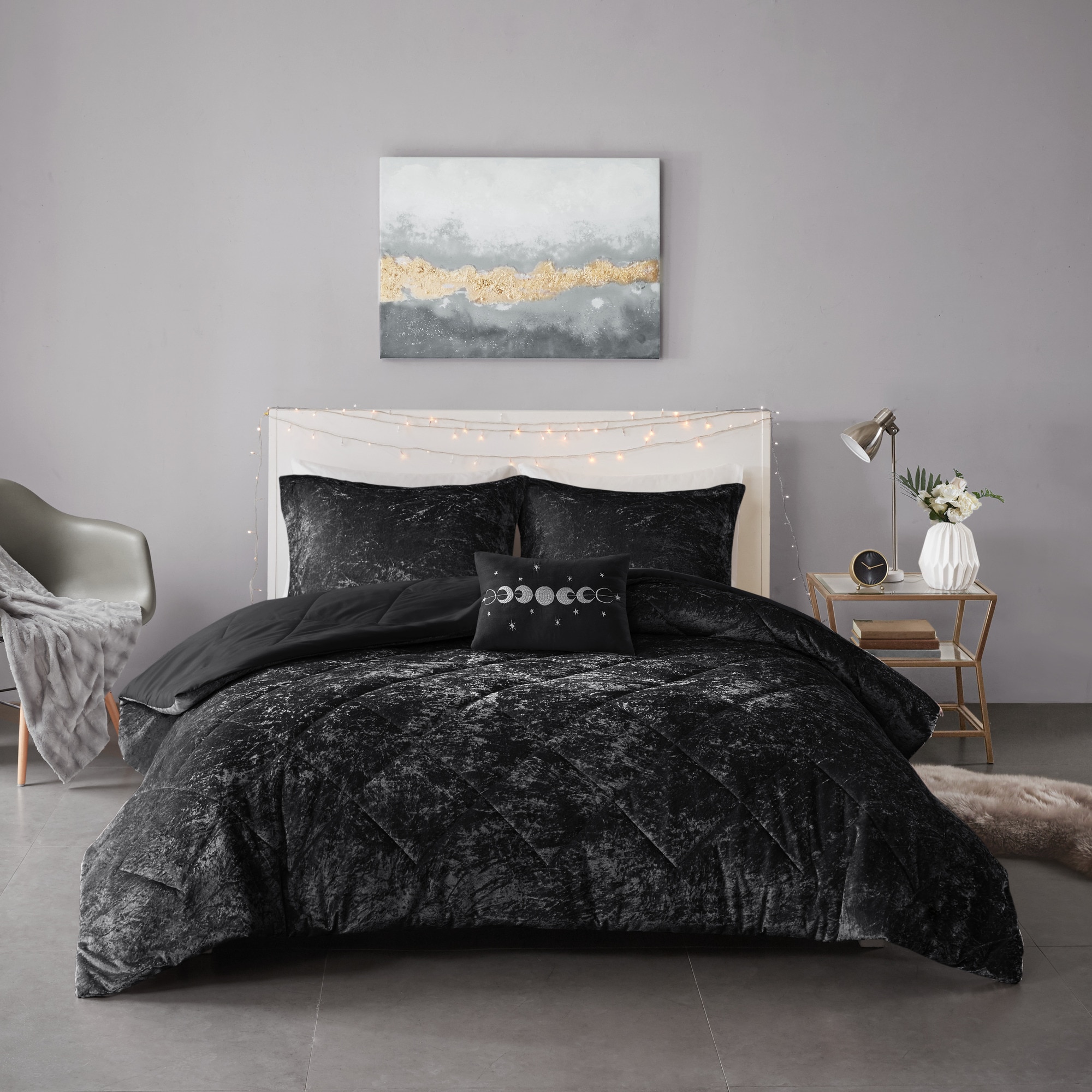 Intelligent online Design Black Velvet Moon Phases Bedding Twin XL