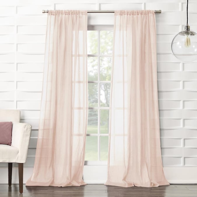 Blush Polyester Semi Sheer Rod Pocket, Sheer Pink Curtains