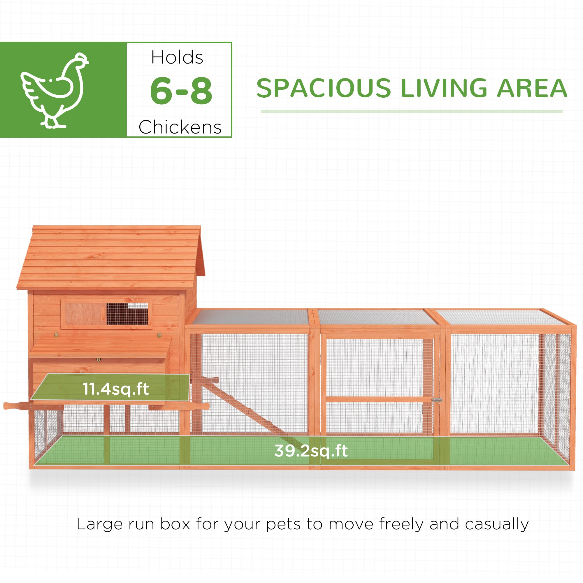 PawHut D51-150V02OG Chicken-Coops-Rabbit-Hutches - View #7