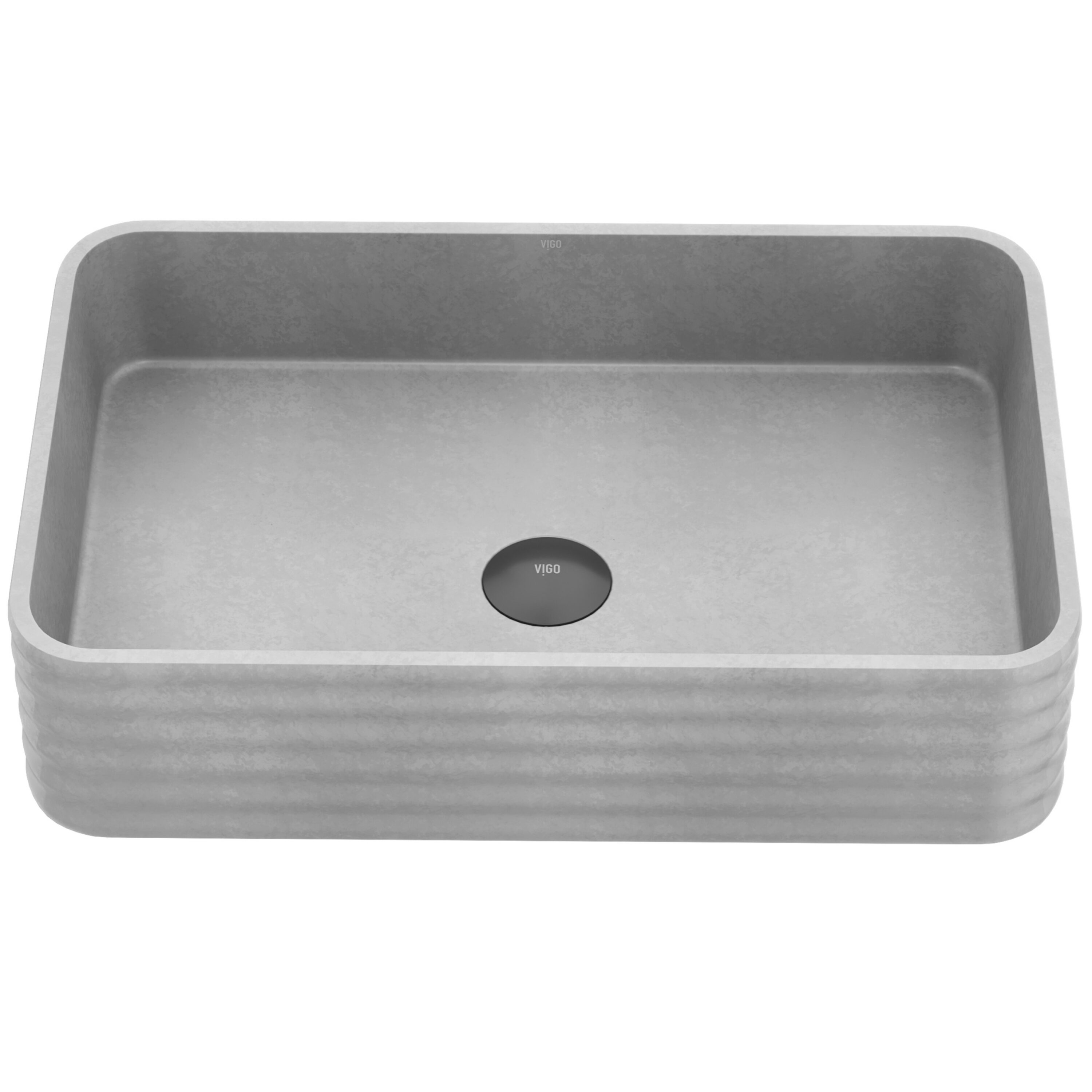 VIGO VG04074 Cadman Concrete 14-in Vessel Rectangular Modern Gray Bathroom Sink