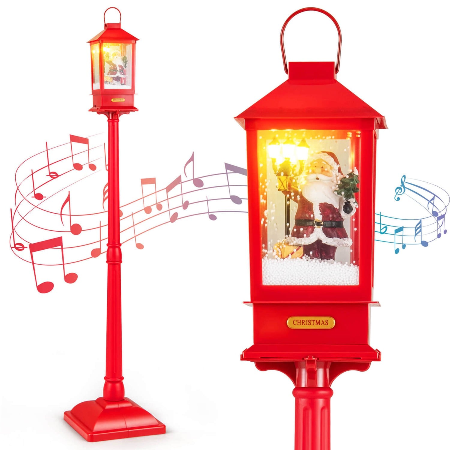 Costway 61 inches Christmas Street Lamp with Detachable Snow Globe