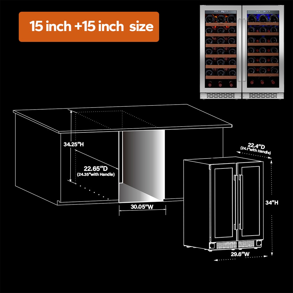 Ca'Lefort 30-in W 66-Bottles Stainless Steel Dual Zone Cooling Built-In ...