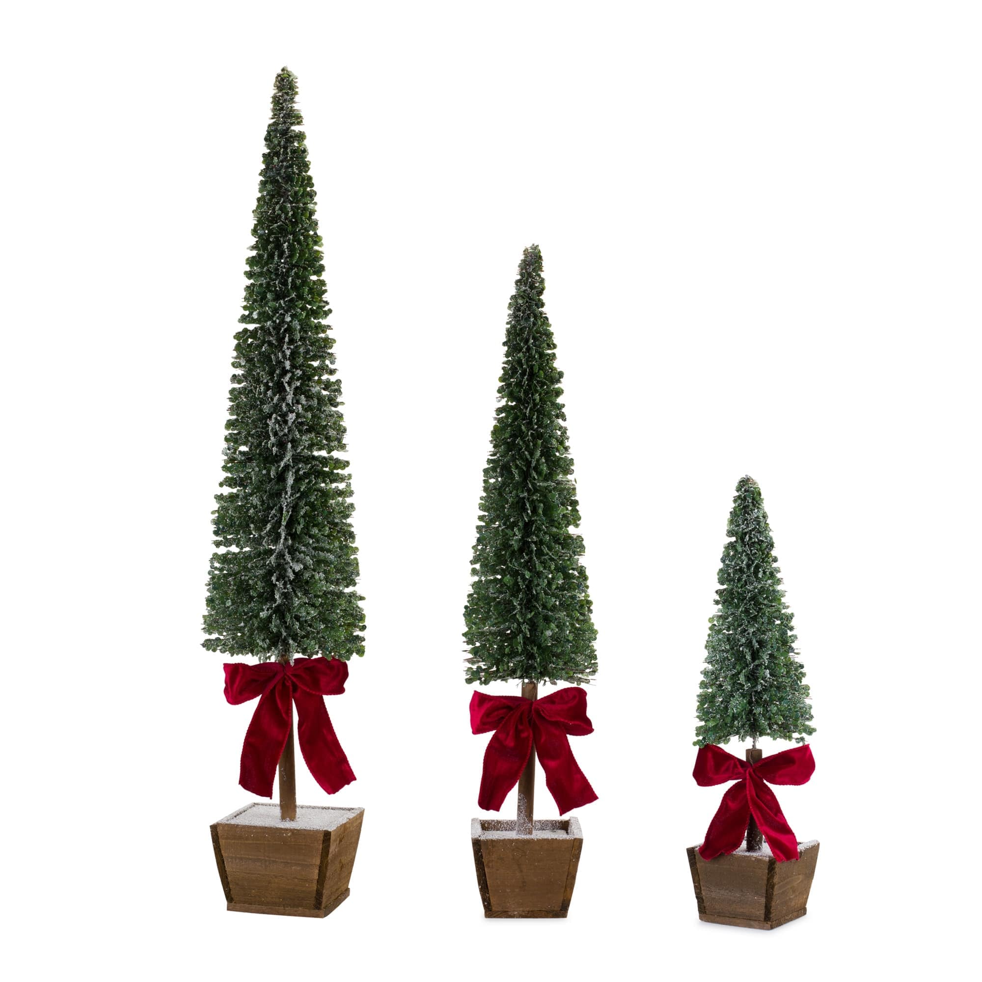 Melrose International PVC Bottle Brush Design Pine Tree Decor with Bow (Set of 3) #84486DS