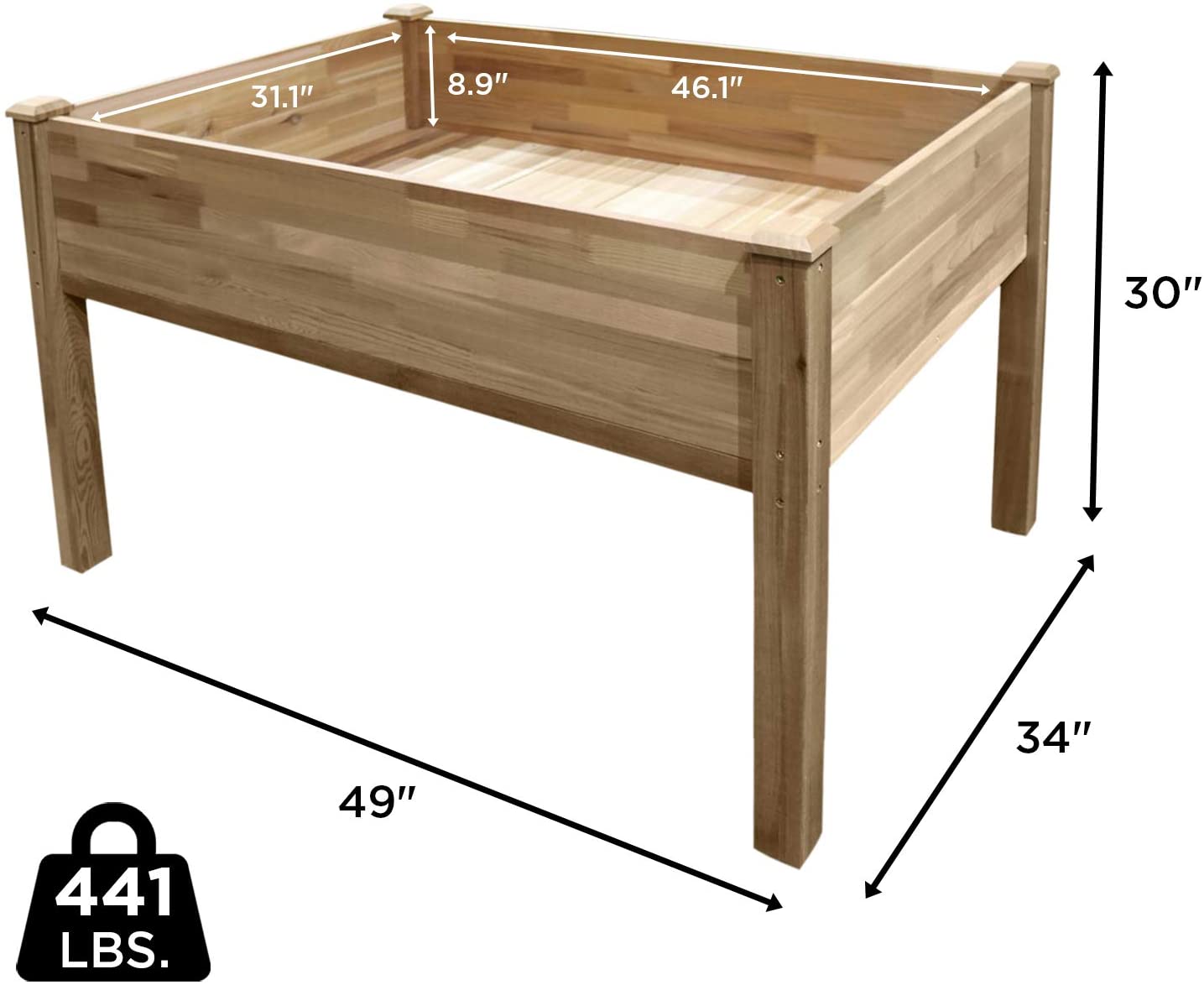 Jumbl 34-in W x 49-in L x 30-in H Elevated Wood Cedar Raised Garden Bed ...