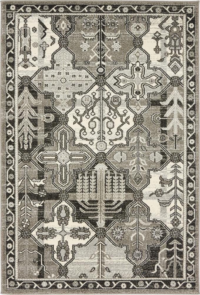 Unique Loom 3133409 Cathedral La Jolla 4 x 6 (ft) Loomed Polypropylene Gray/Ivory Rectangular Indoor Geometric Bohemian/Eclectic Area rug