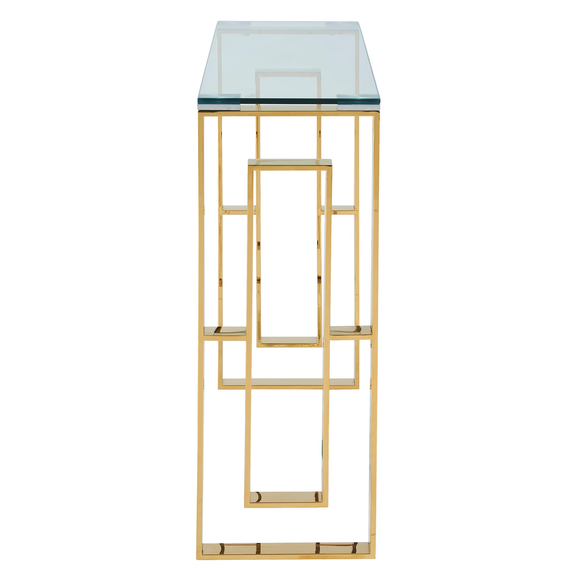 Worldwide Homefurnishings Contemporary Gold Metal Frame Glass Top ...