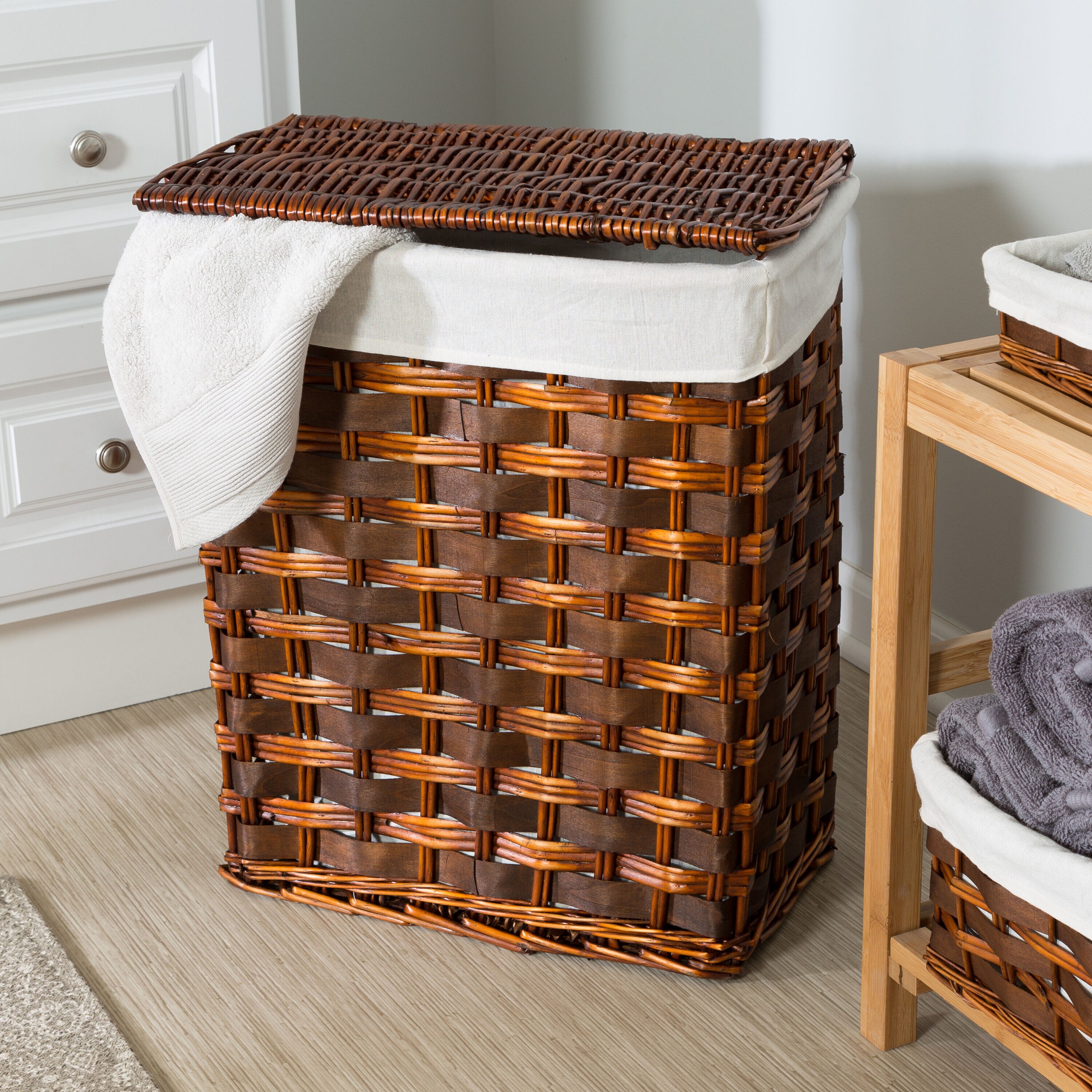 2 3 4 Tier Maize Basket Bathroom White Storage Unit Wicker Drawer