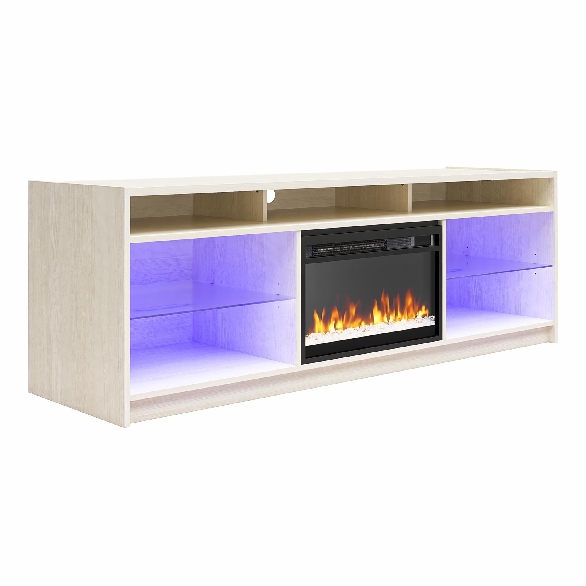 Luna Ivory Oak 75" Electric Fireplace TV Console