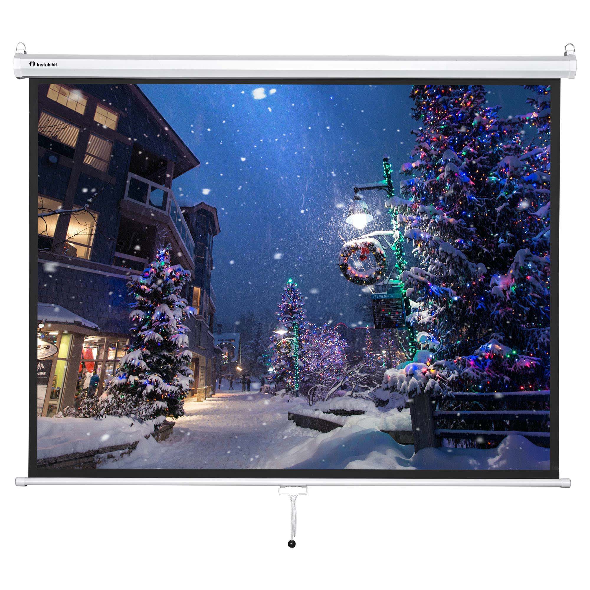 Yescom 16PJS006-M72R43-B-LO 72inch Projection Screen Pull Down 4:3 4K HD Manual Retractable Projector Screen with Auto-Locking Wall Mounted Home Theater Indoor Outdoor Movie Night