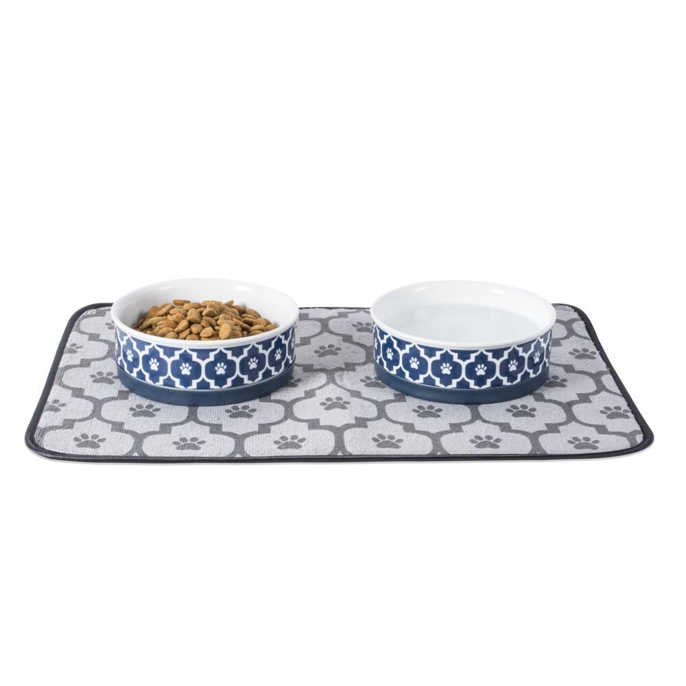 Ceramic Dog Bowls with Bone Pattern, Dog Food Dish for Small Dogs,  Porcelain Pet