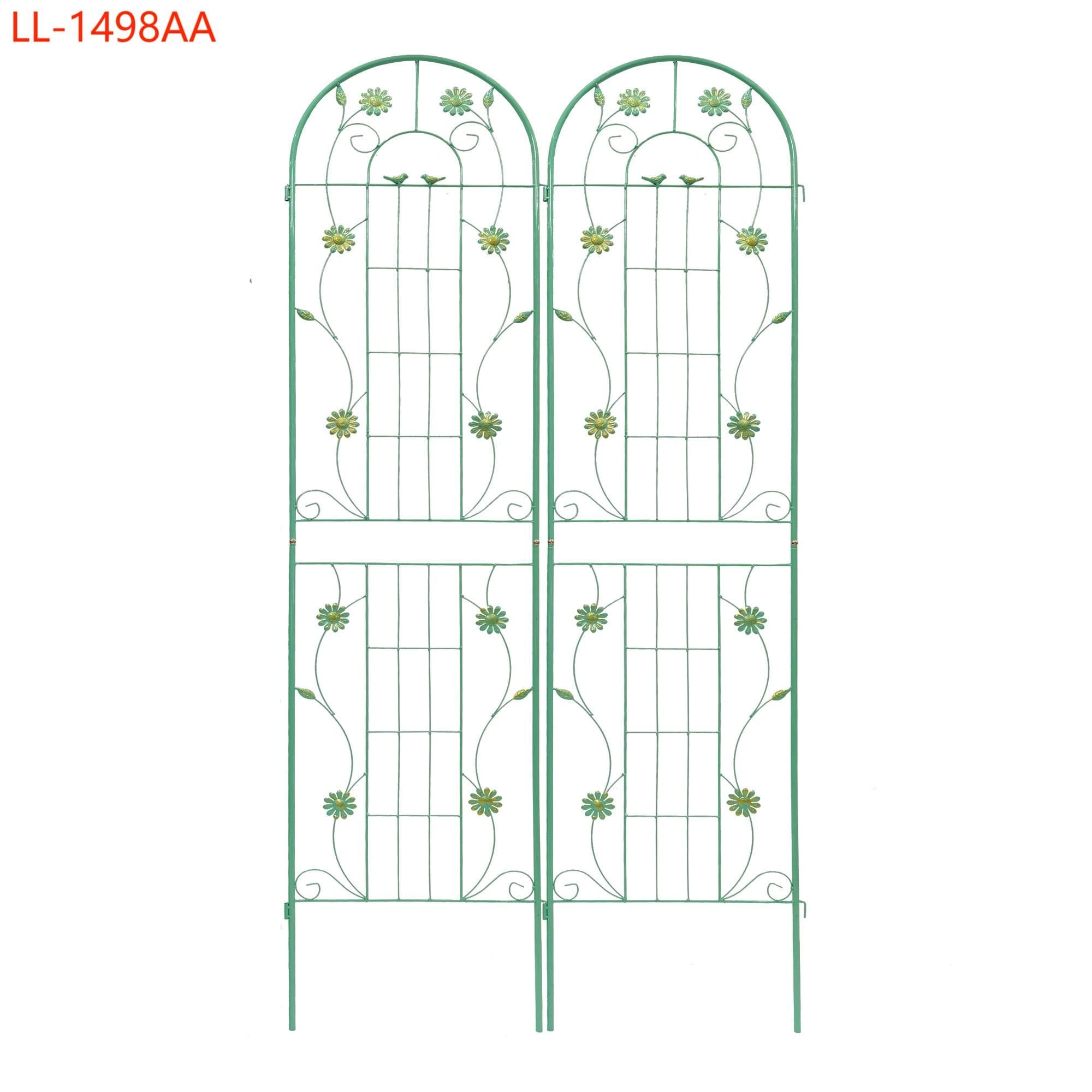 Yiekholo LL-1498AA 19.7-Inches W x 86.7-Inches H Green Iron Traditional Garden Trellis For Climbing Plants For Cucumbers For Roses 2 -Pack