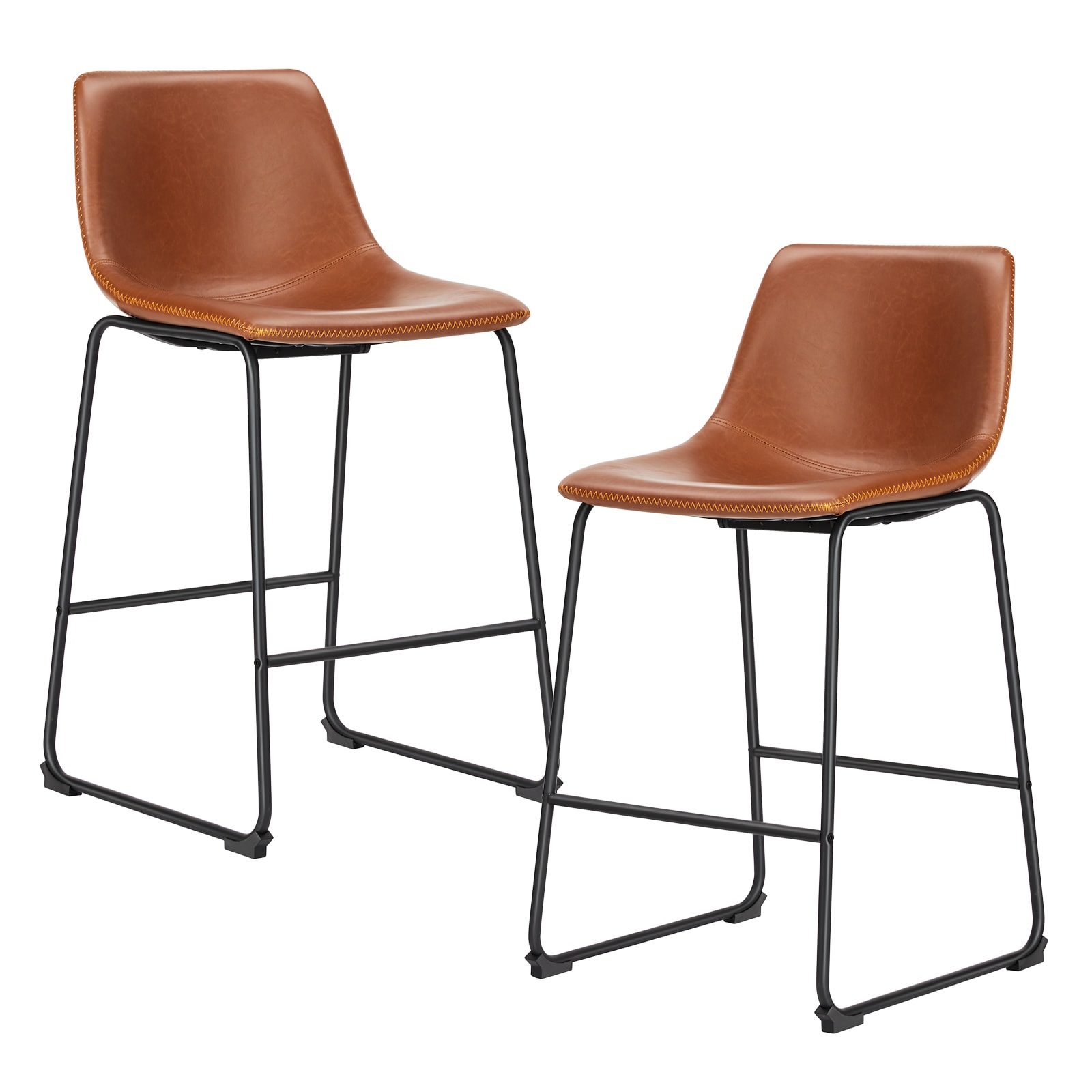 Flynama L-140069 Brown 25.9-in H Counter height (24-in to 27-in) Contoured Seat Upholstered Metal Back Bar Stool Back