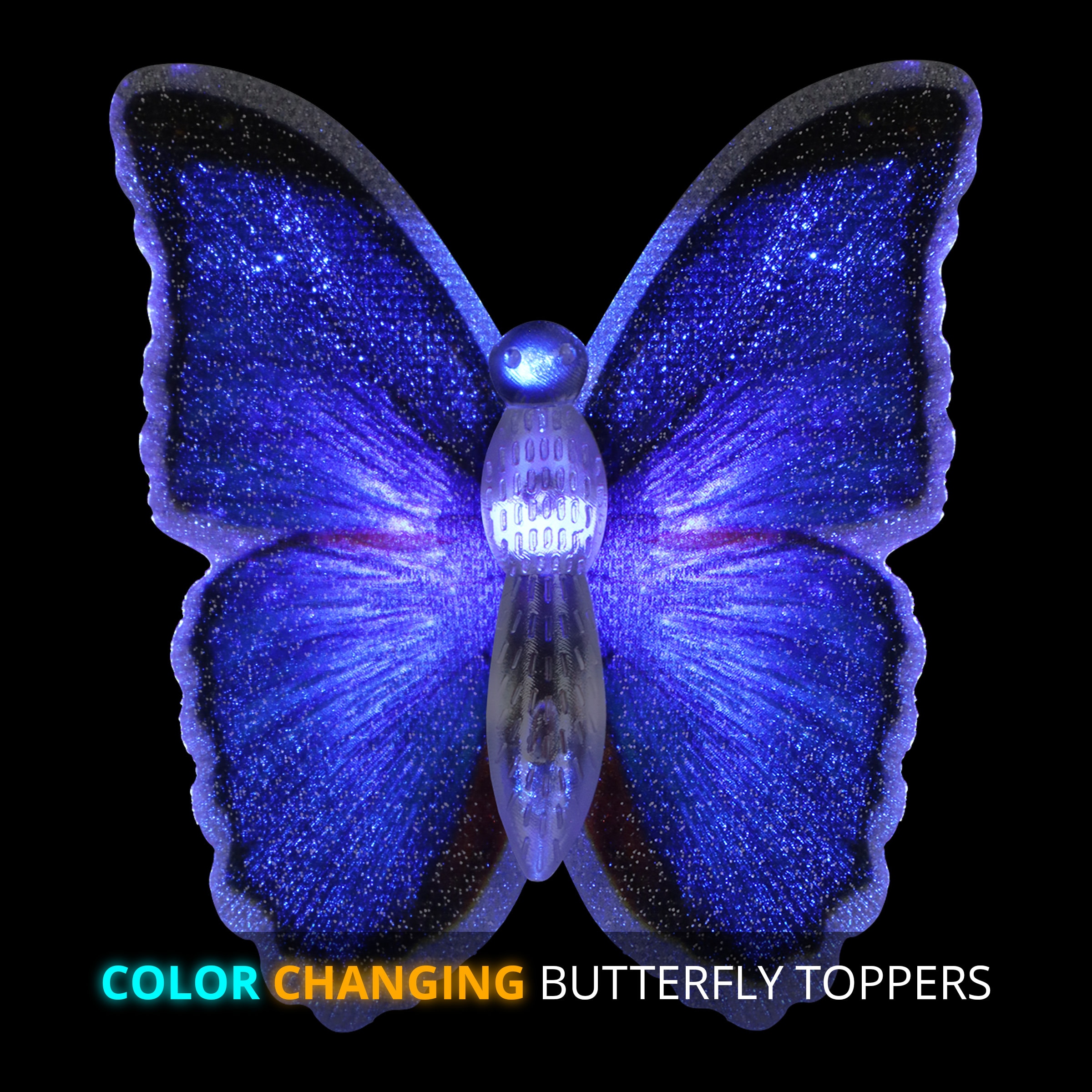 Solar Fiber Optic Butterfly Garden Stakes with Color-Changing LEDs