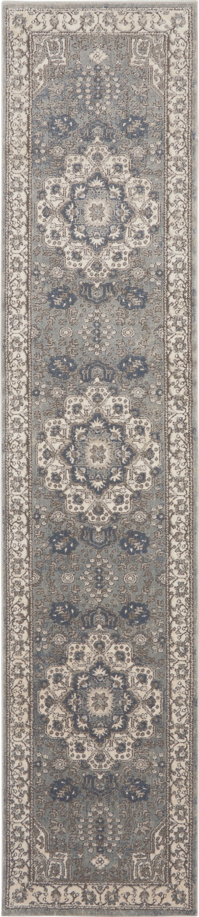 Nourison 2 x 10 Grey/Ivory Indoor Floral/Botanical Runner Rug in the ...