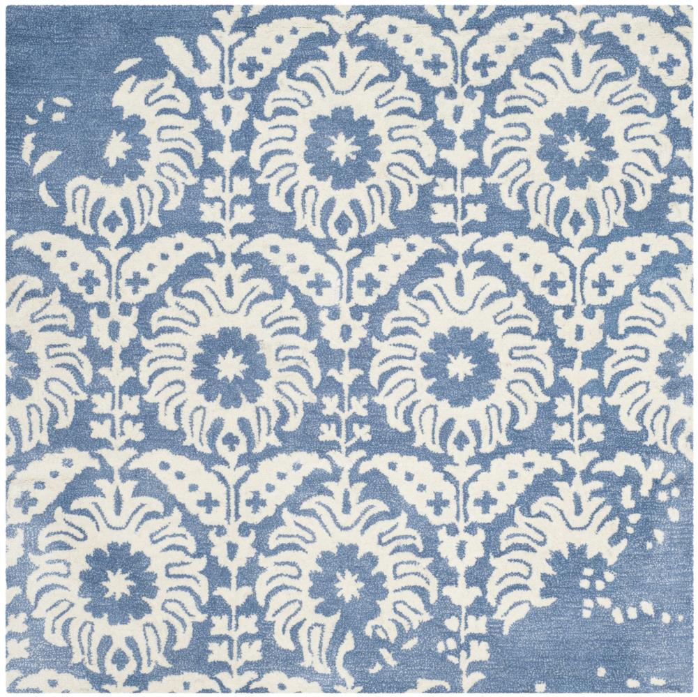 Hand-Tufted Bella Wool Square Rug in Light Blue/Ivory, 5'x5'