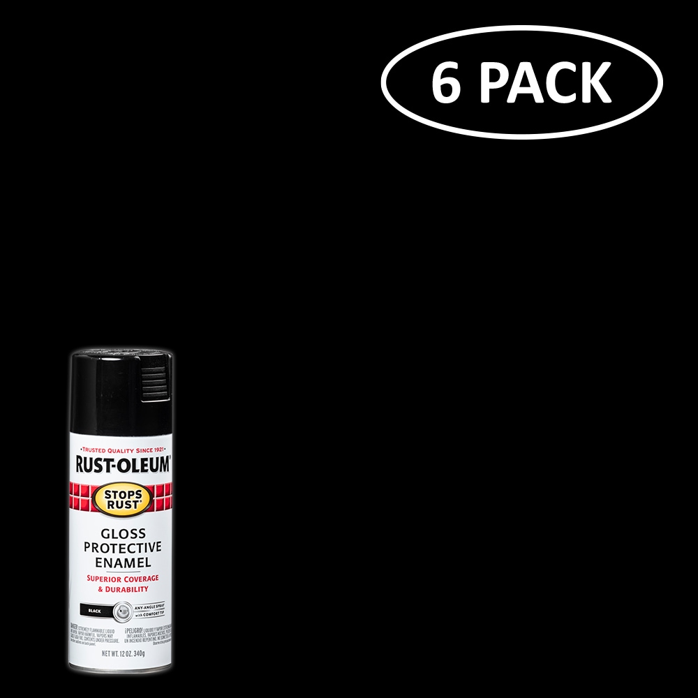 Rust-Oleum Stops Rust 6-Pack Semi-Gloss Black Spray Paint (NET Wt. 12-oz) | 7798830SOS