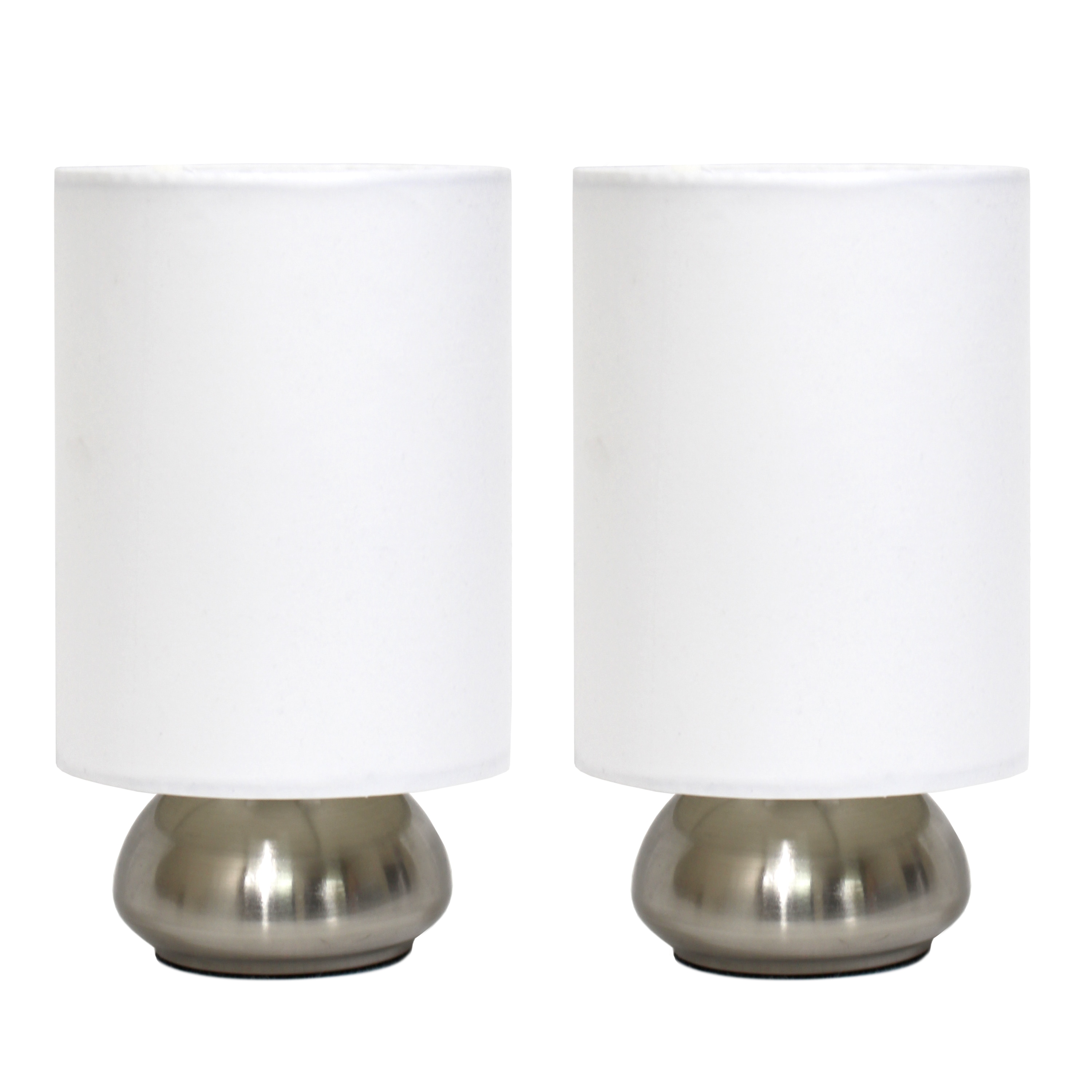 Creekwood Home CWT-2025-IV-2PK 9-in Brushed Nickel/Ivory White LED Touch Table Lamp with Fabric Shade 2 -Set