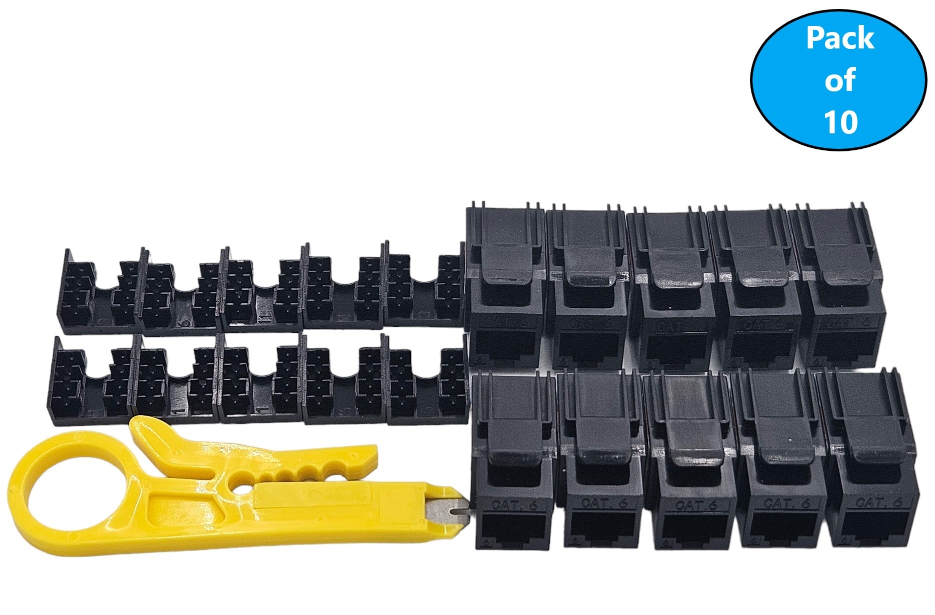 Micro Connectors FRT-840B10-T 10 -Pack Plastic CAT6 Ethernet Wall Jack
