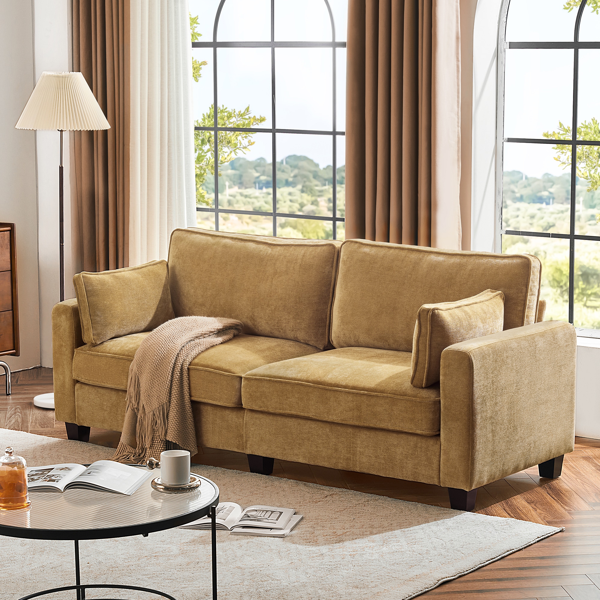 LUE BONA SG-004-04LS 81-Inches Modern Yellow 3 -seater Sofa