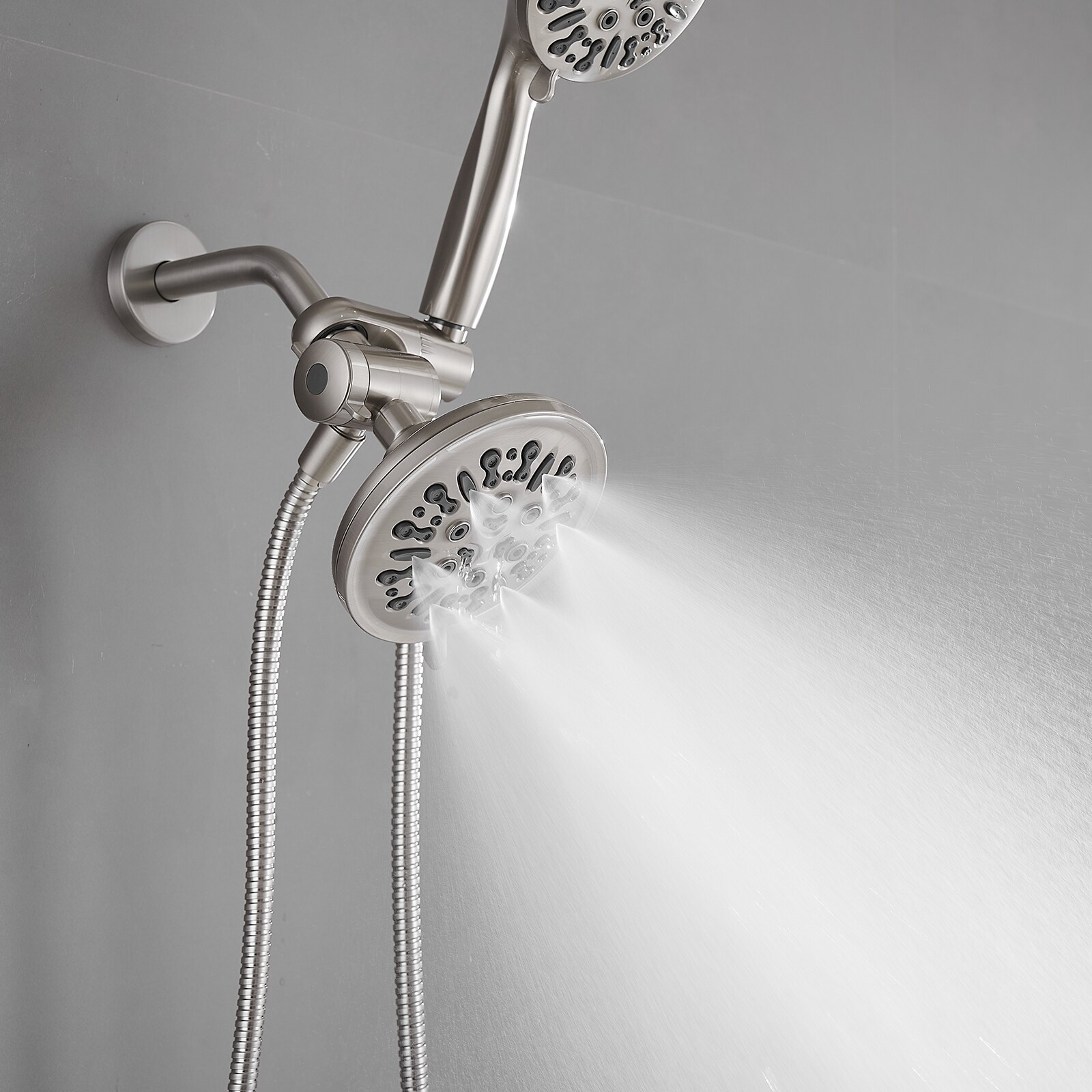 Brushed Nickel Dual Function Handheld Rain Shower Faucet Set