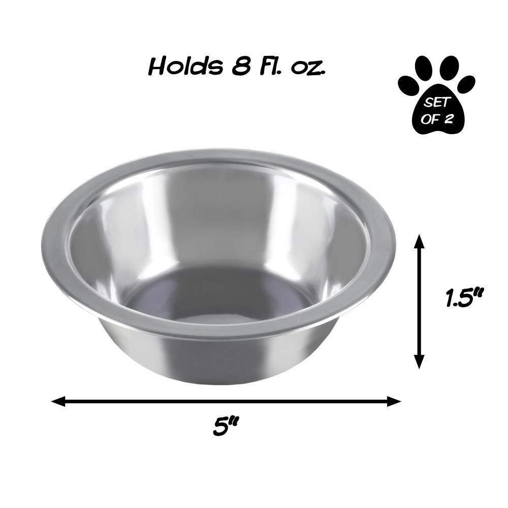 Pet Deluxe Dog Bowls Stainless Steel Dog Bowl with No Spill No Skid  Silicone Mat, 24/48 oz Dog Food and Water Bowl Set Double Dog Feeder Bowl  Dog Dish