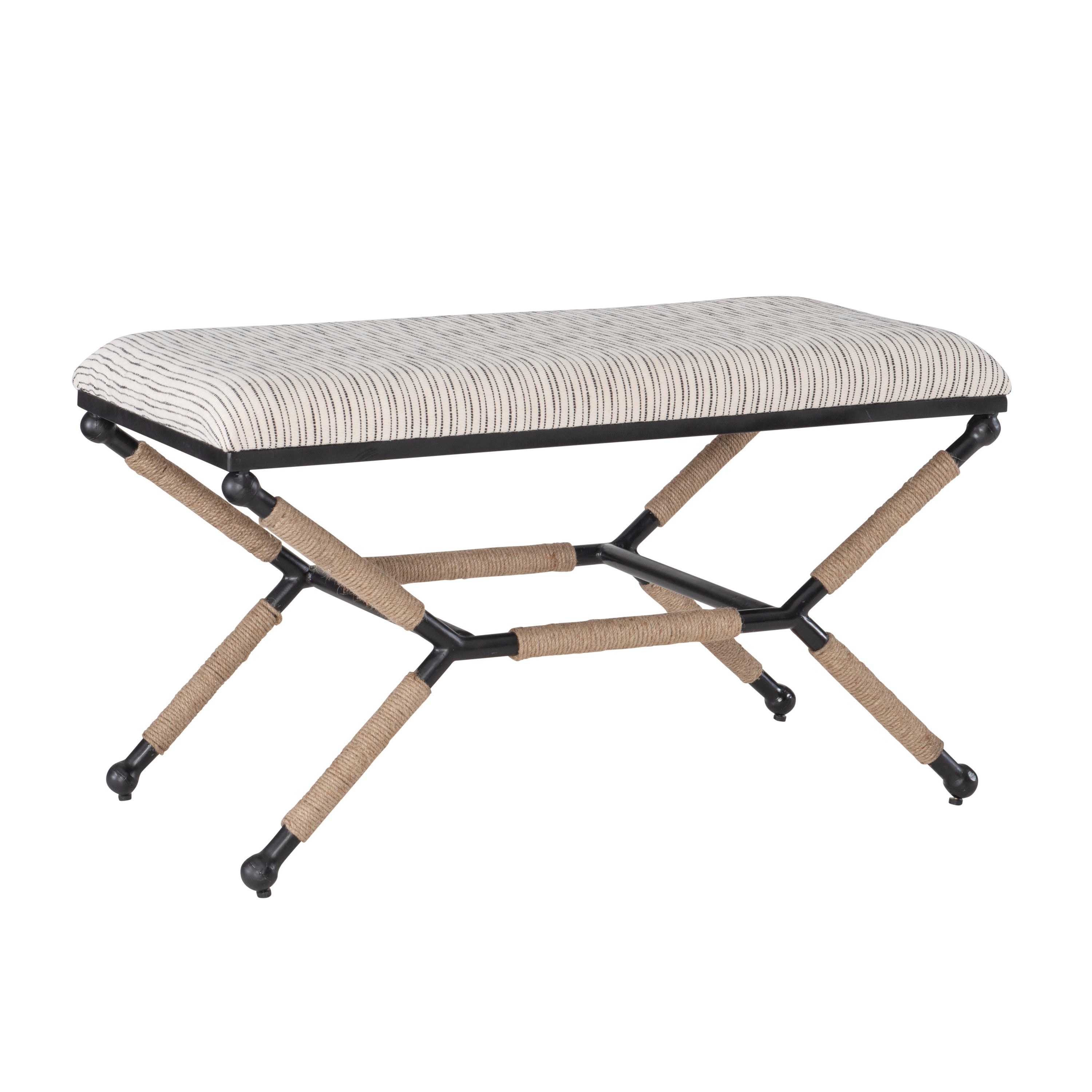 Linon BH202STRBEN01ASU Ashburn Farmhouse Black/White Accent Bench 18-in x 18-in x 20.5-in