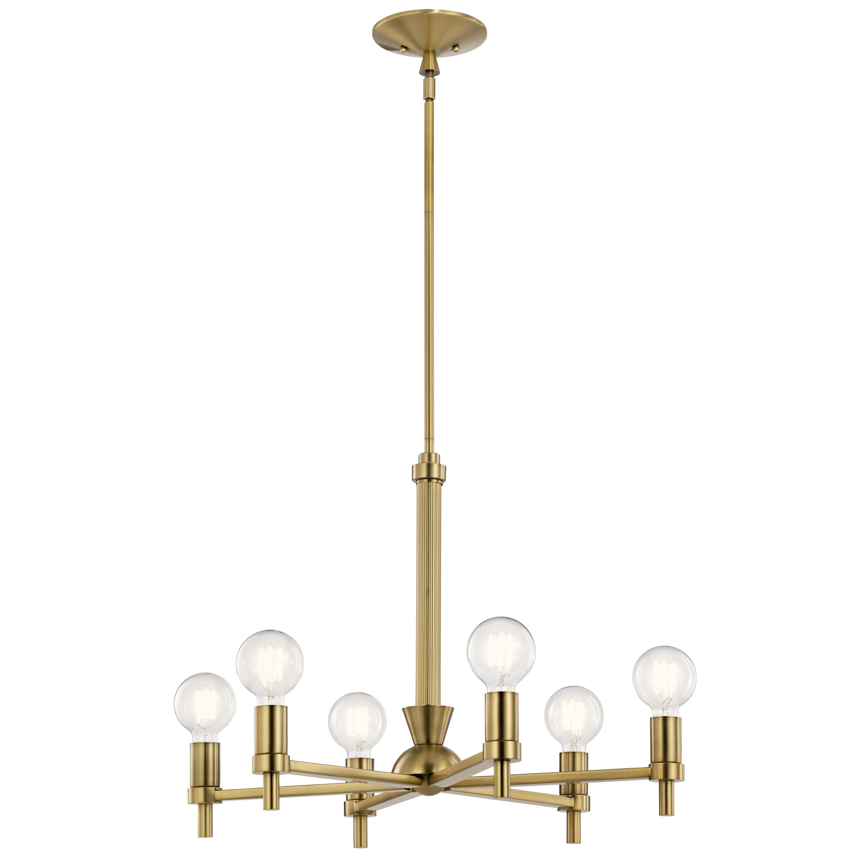 Kichler 52424BNB Torvee 6 -Light Brass Vintage For Use in Bedrooms, Dining Rooms, Foyers, Kitchens, Living Rooms Chandelier