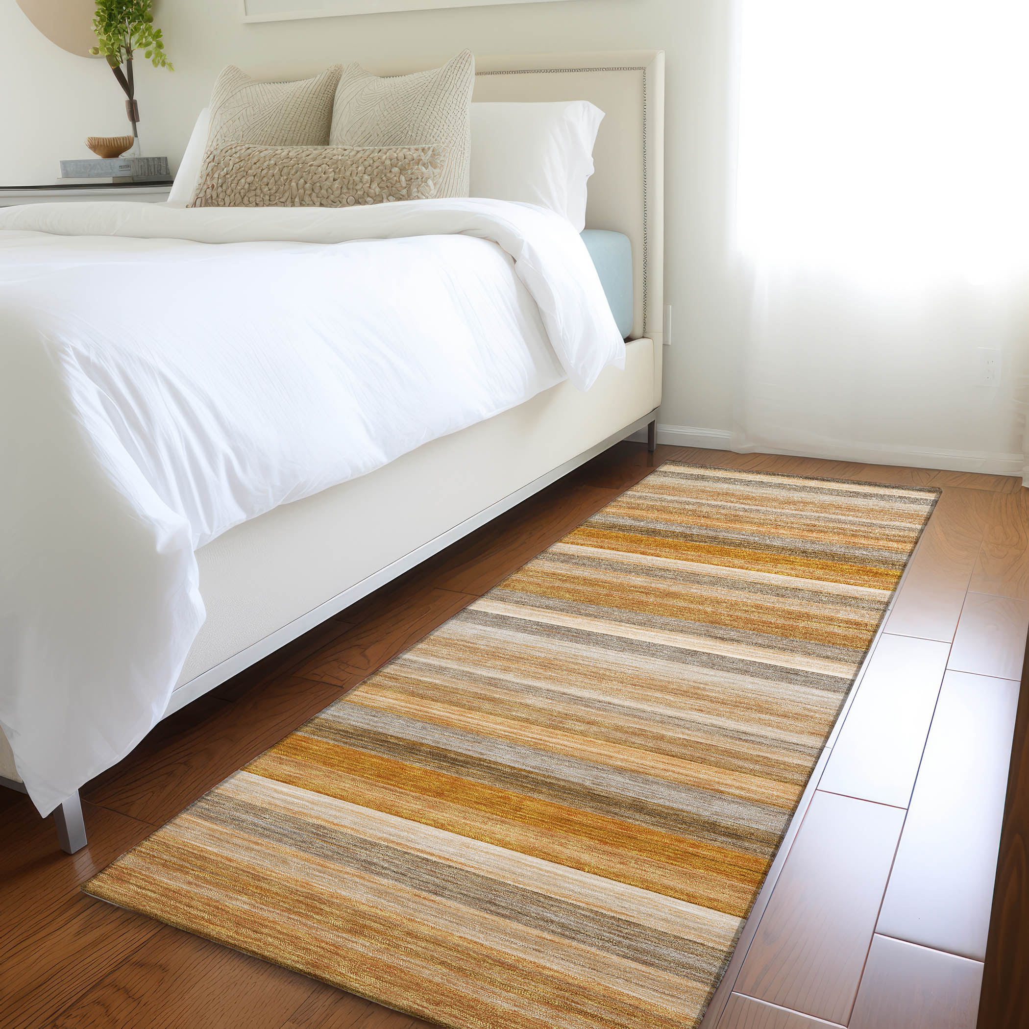 Addison Rugs ACN535PK2X8 Chantille 2 x 7 (ft) Polyester Paprika Rectangular Indoor/Outdoor Stripe Machine washable Area rug