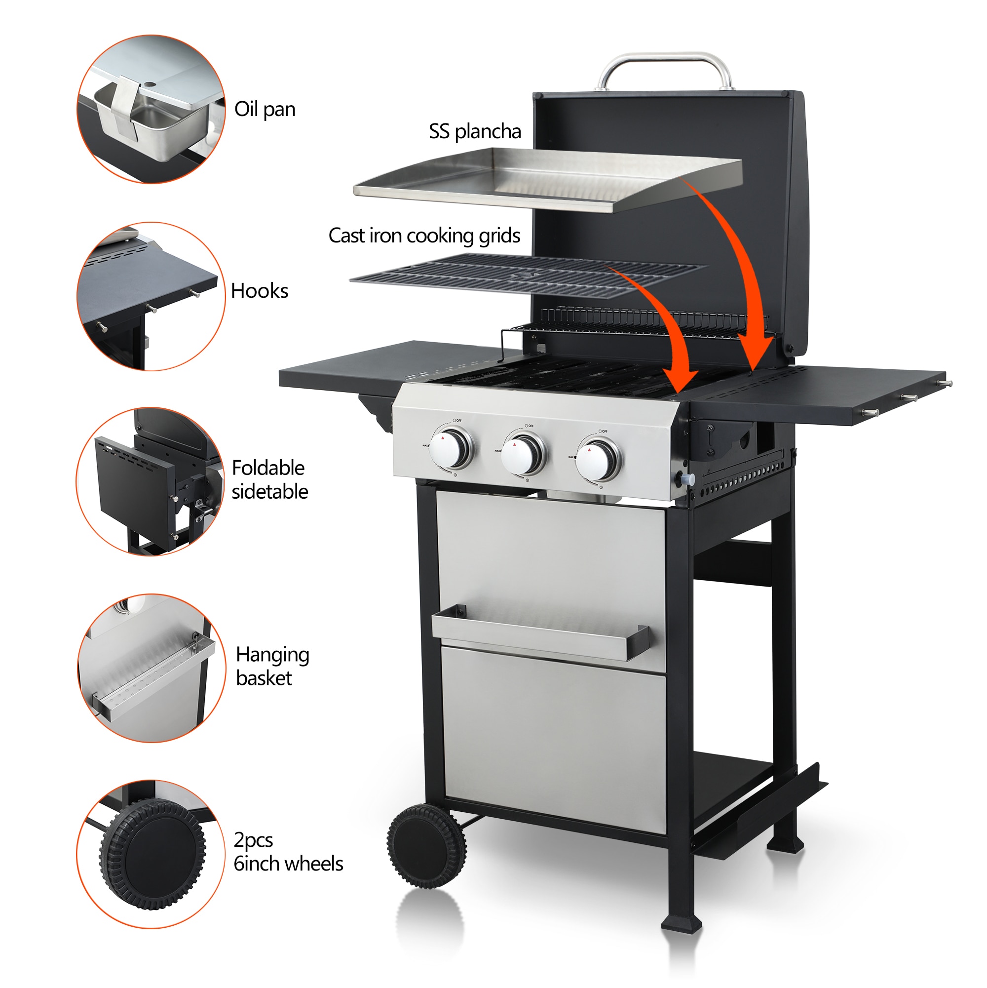 Lycvki CP06 Gas-Grill-Cookgrates-Warmracks - View #6