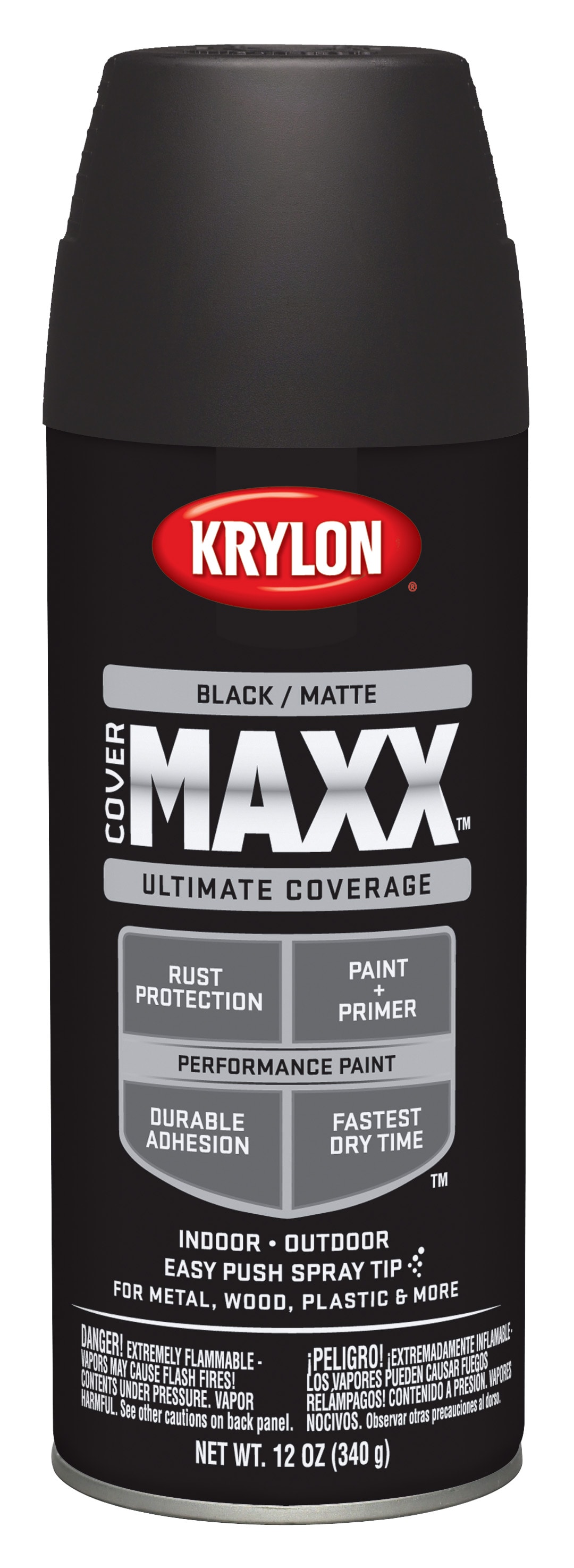 Krylon CoverMaxx Matte Black Spray Paint and Primer In One (NET WT