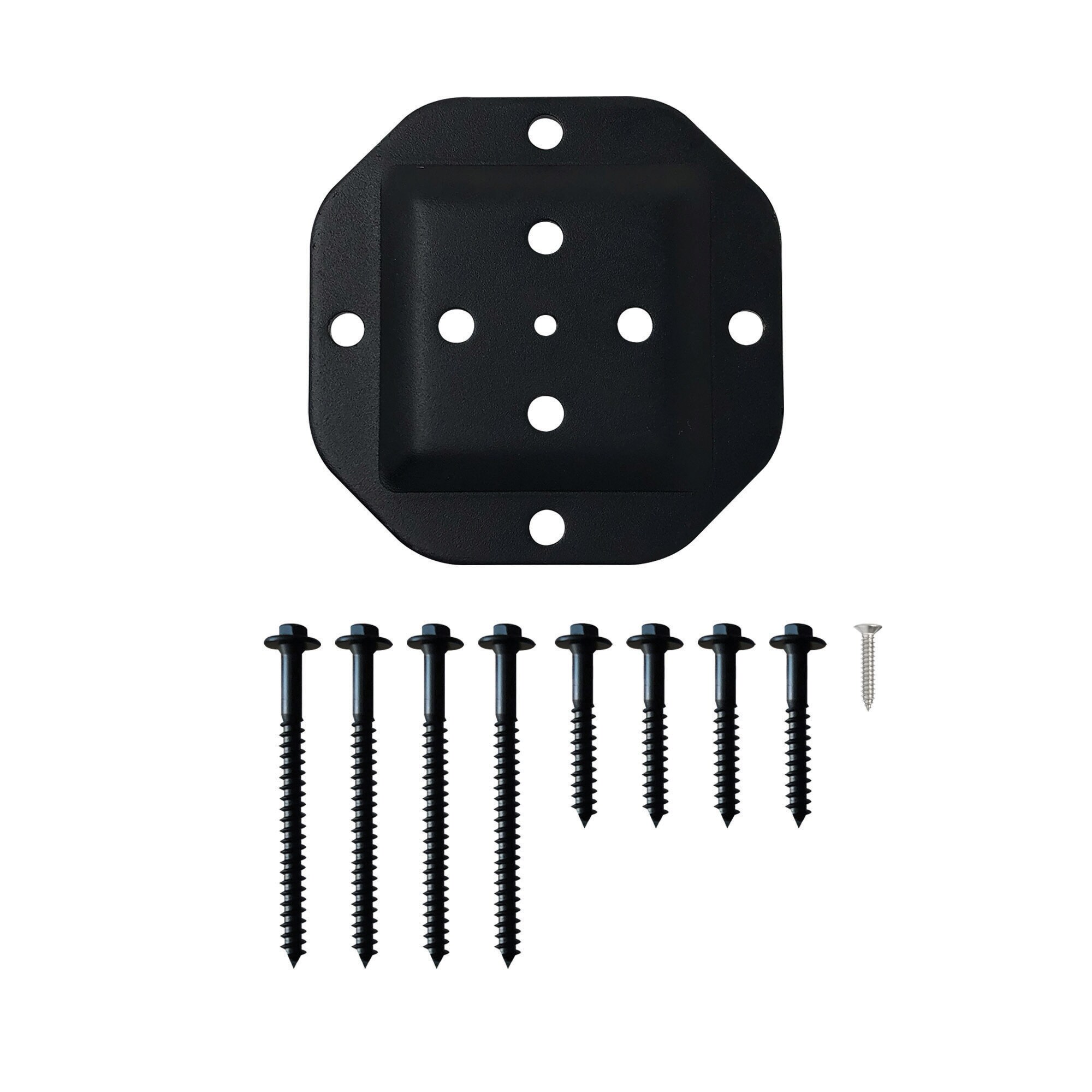 Nuvo Iron 5.25-in X 5.25-in Black Powder Coated Steel Post Connector In The Deck Connectors ...