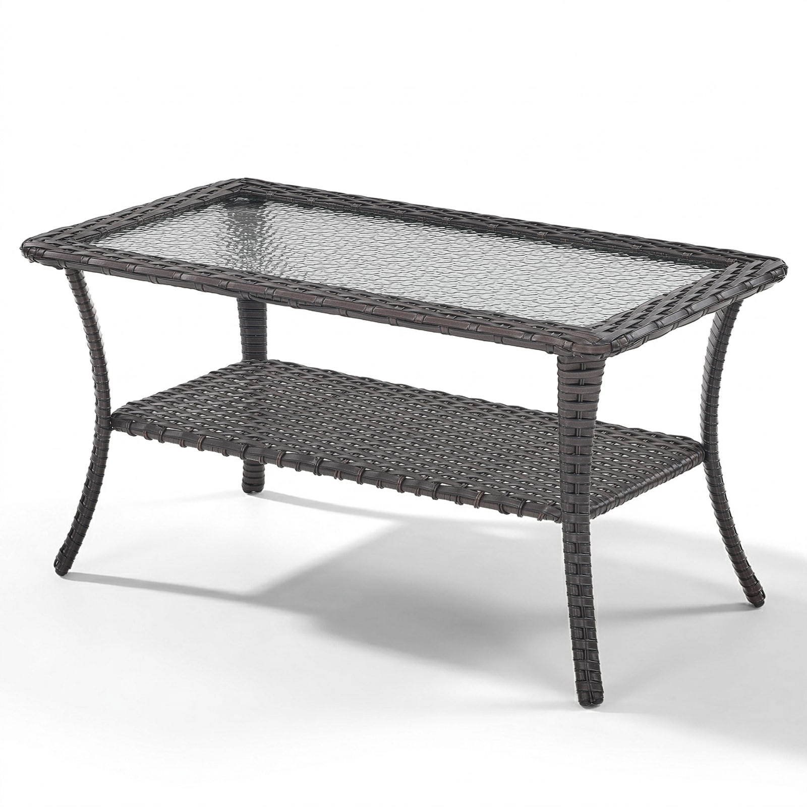 Rilyson Curved handrail Rectangle Wicker Outdoor Coffee Table 22.04-in W x 39.9-in L