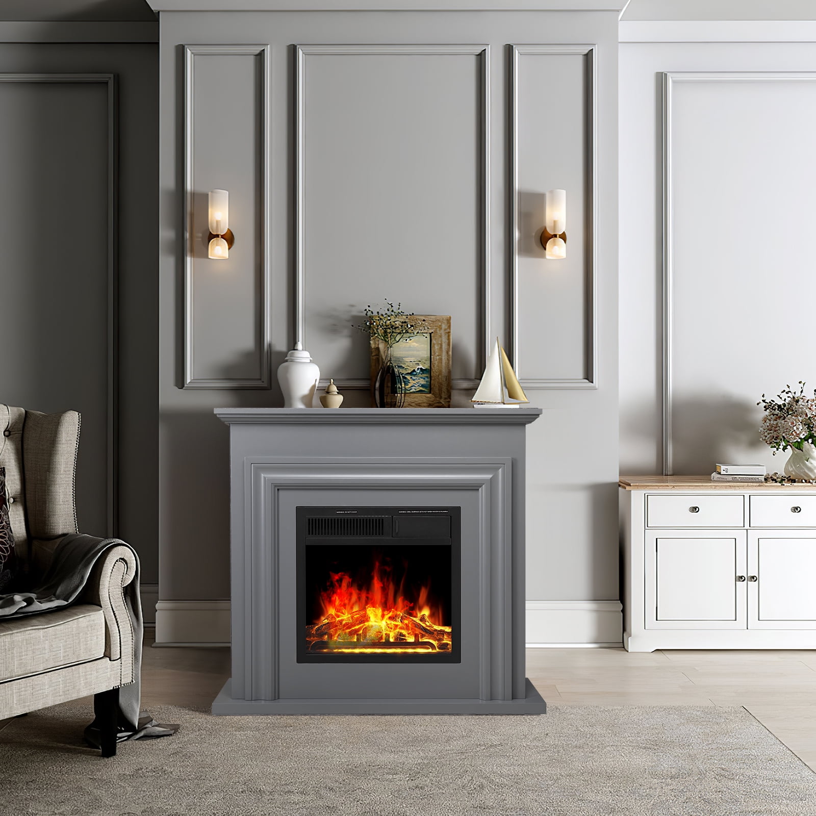 COWSAR M2303-LIGHTOAK Electric-Fireplaces - View #9