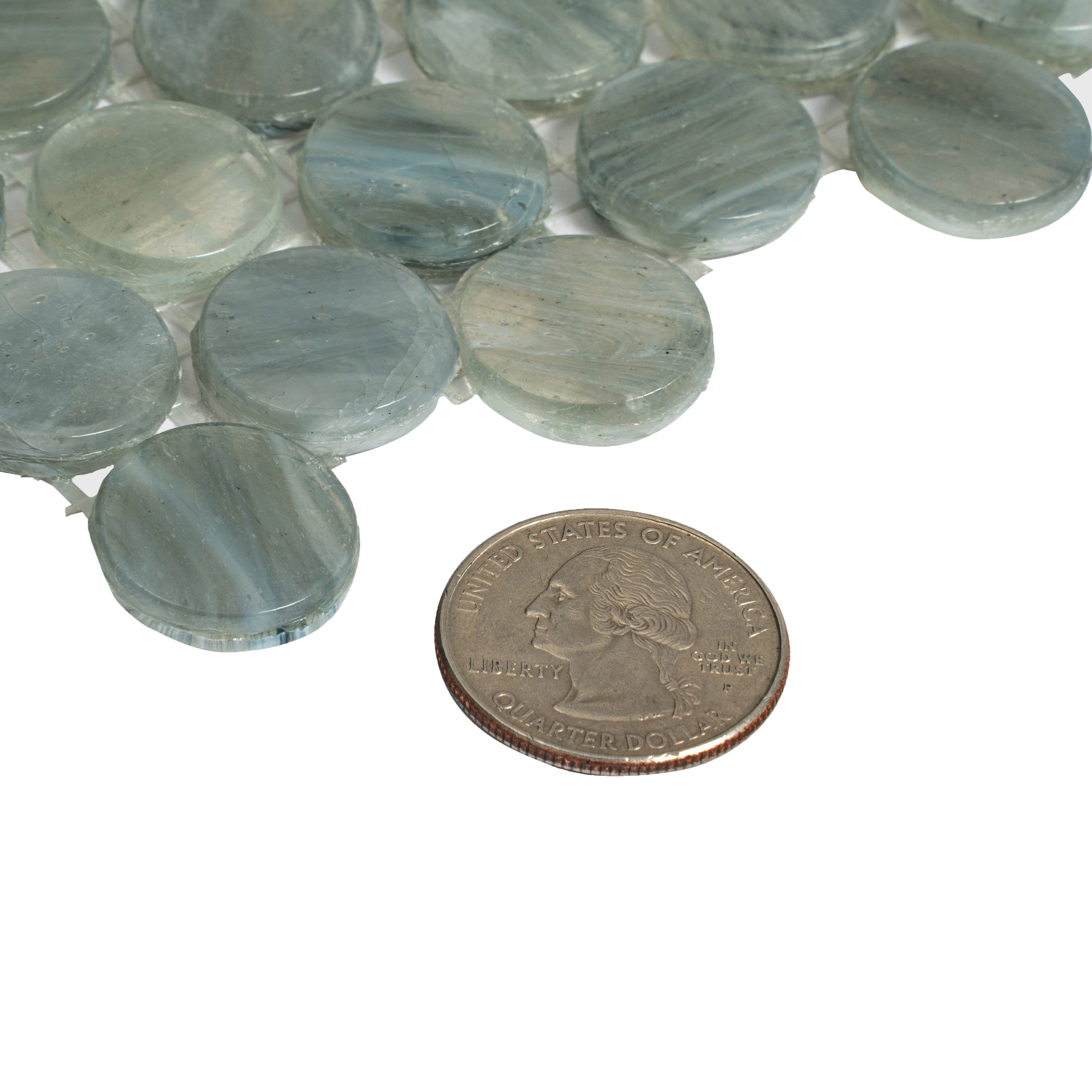 12" x 12" Mixed Gray Glass Penny Round Mosaic Tile