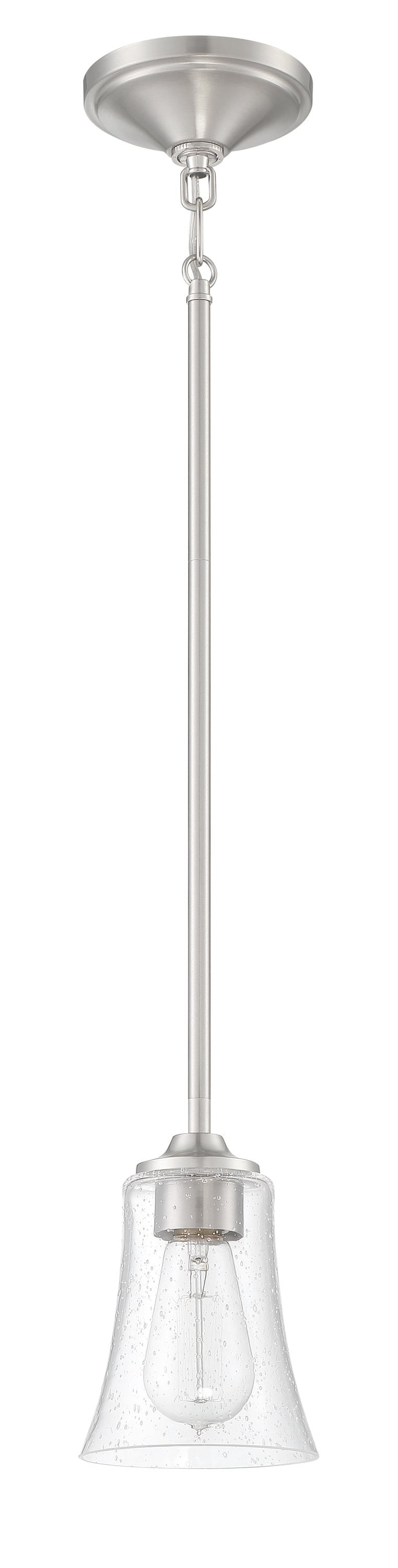 Craftmade 50491-BNK Gwyneth Brushed nickel Traditional Seeded glass Bell Mini Hanging Pendant light
