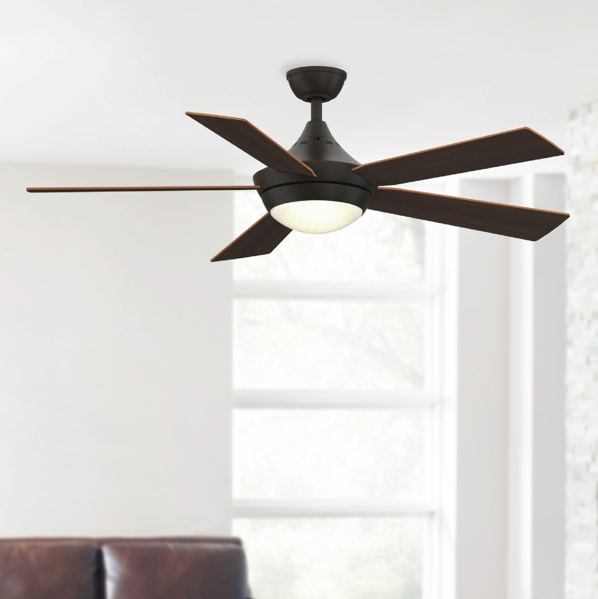 Fanimation Studio Collection Aire Drop 52-in Aged Bronze Integrated LED  Indoor Ceiling Fan with Light and Remote (5-Blade)
