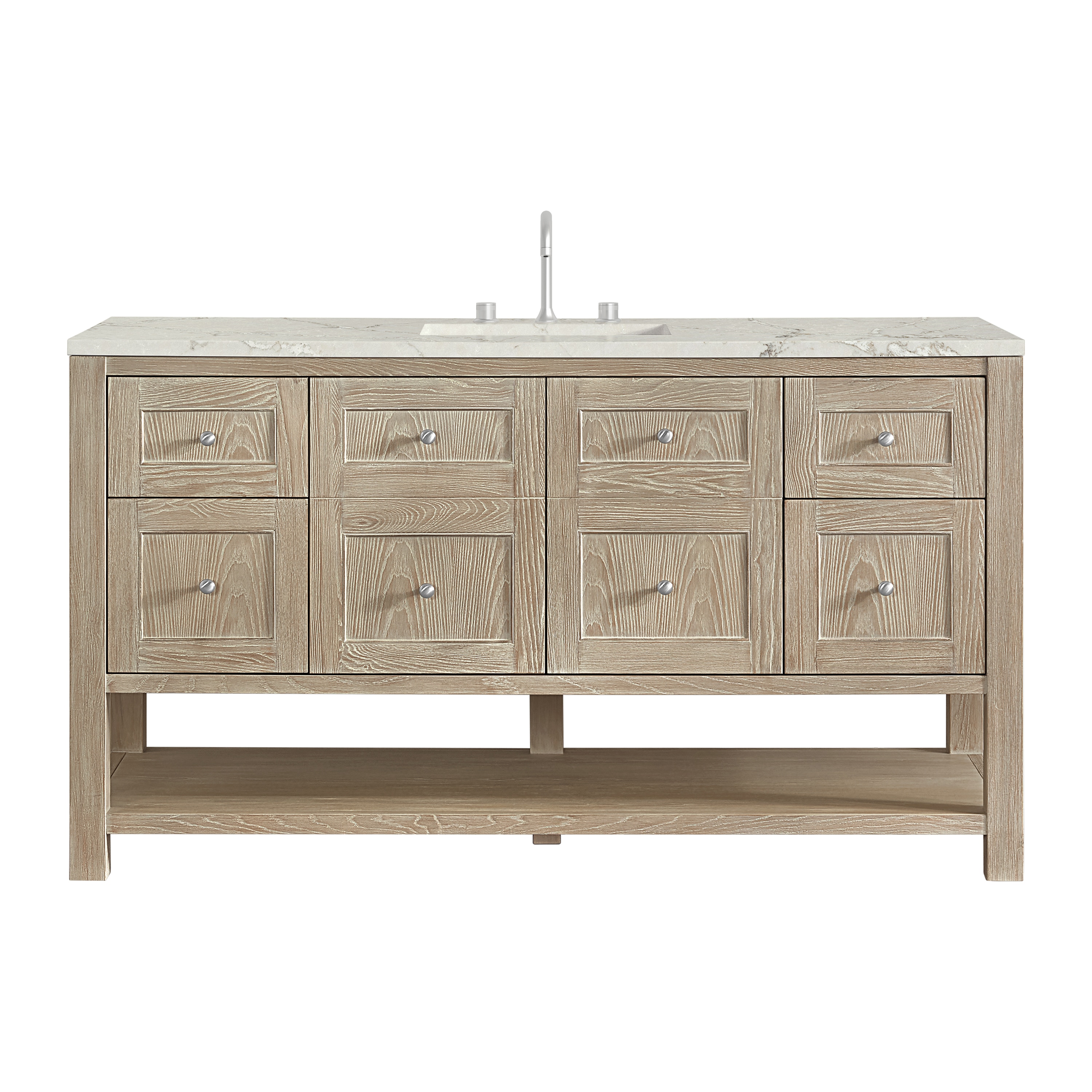 James Martin Vanities Breckenridge 60-in Whitewashed Oak Undermount 