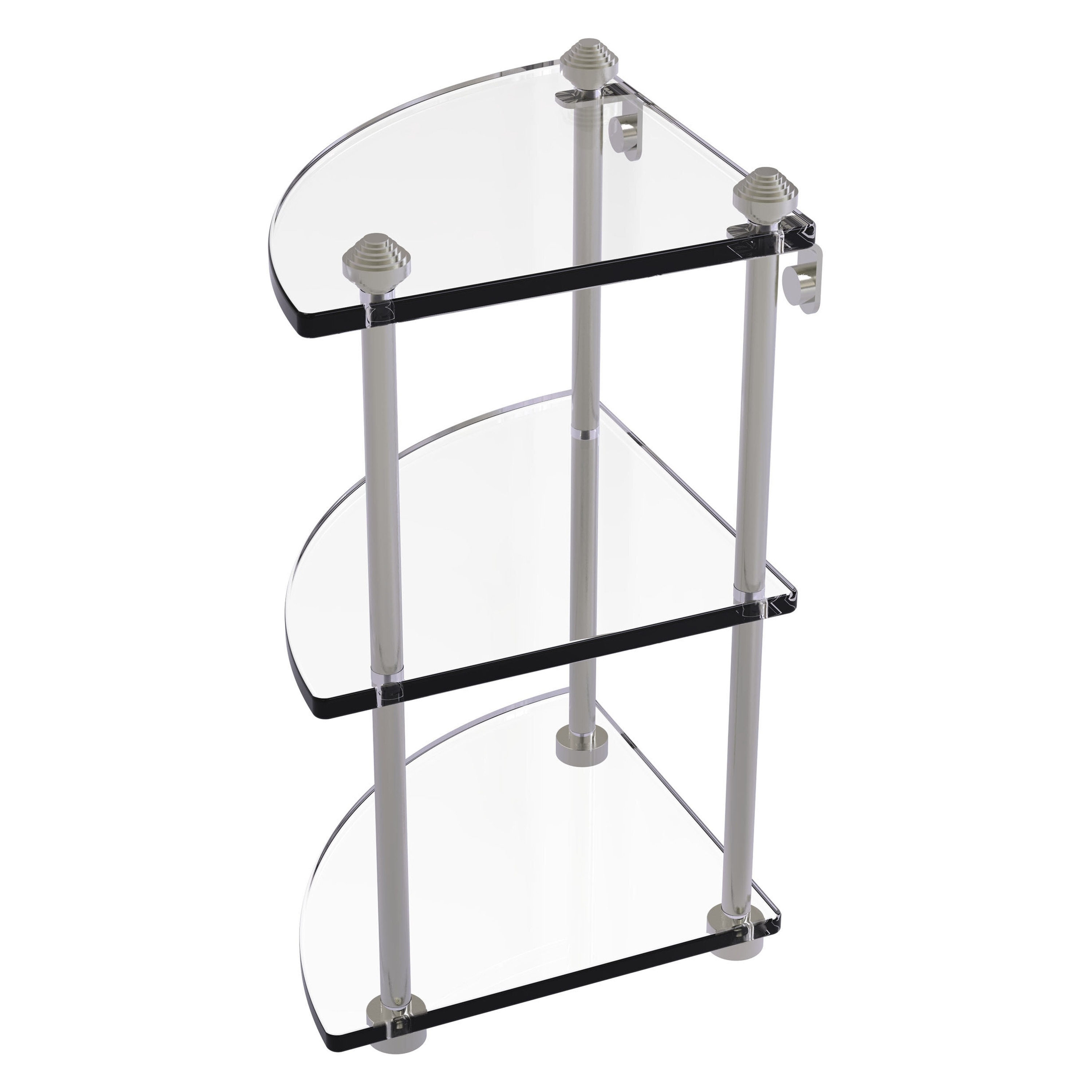 Allied Brass SB-6-SN Southbeach Satin Nickel 3 -Tier Wall mount Corner Bathroom Shelf ( 8-in x 15-in x 8-in )