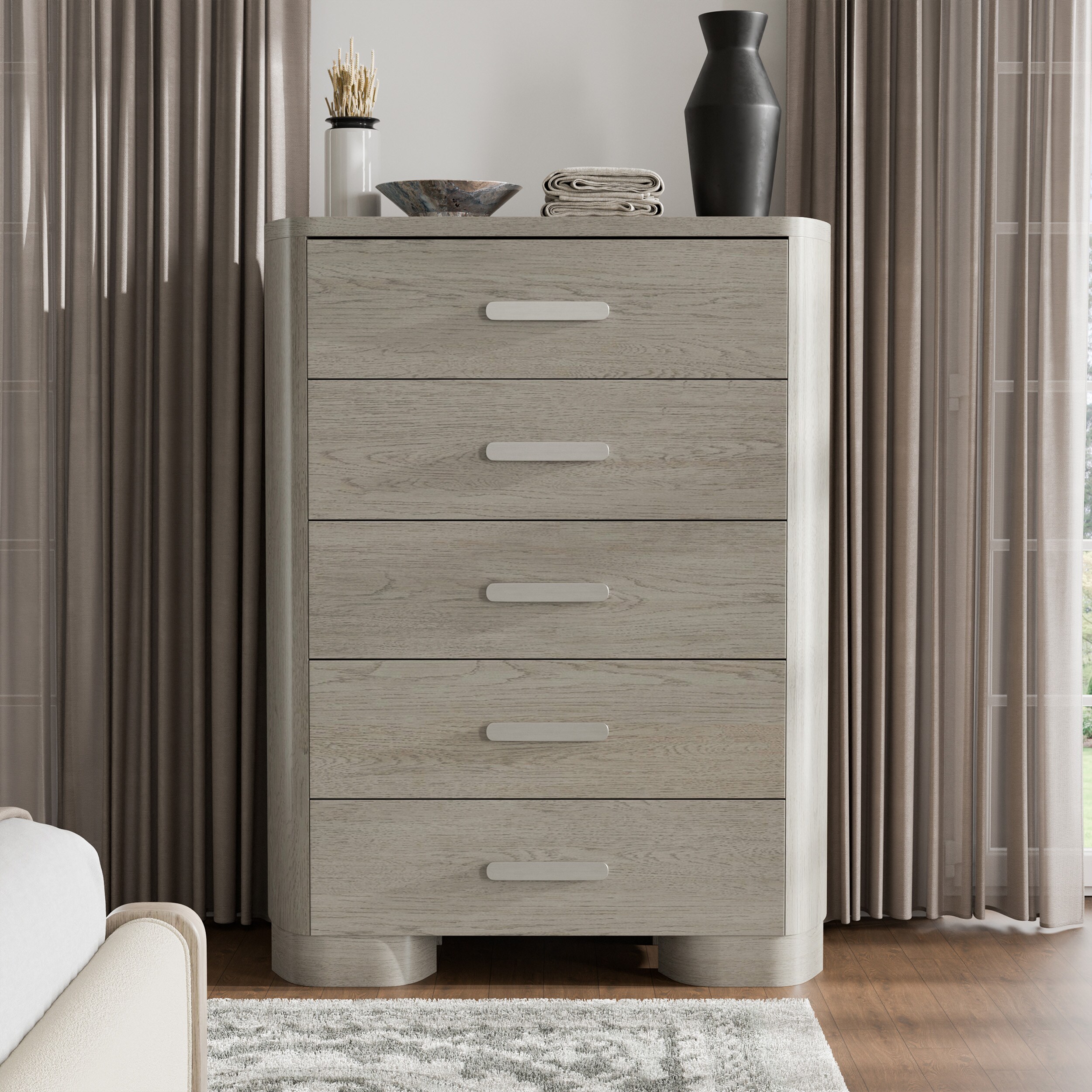 Furniture of America IDF-79010AK-C Weegin White Oak Rubberwood 5 -Drawer Standard chest