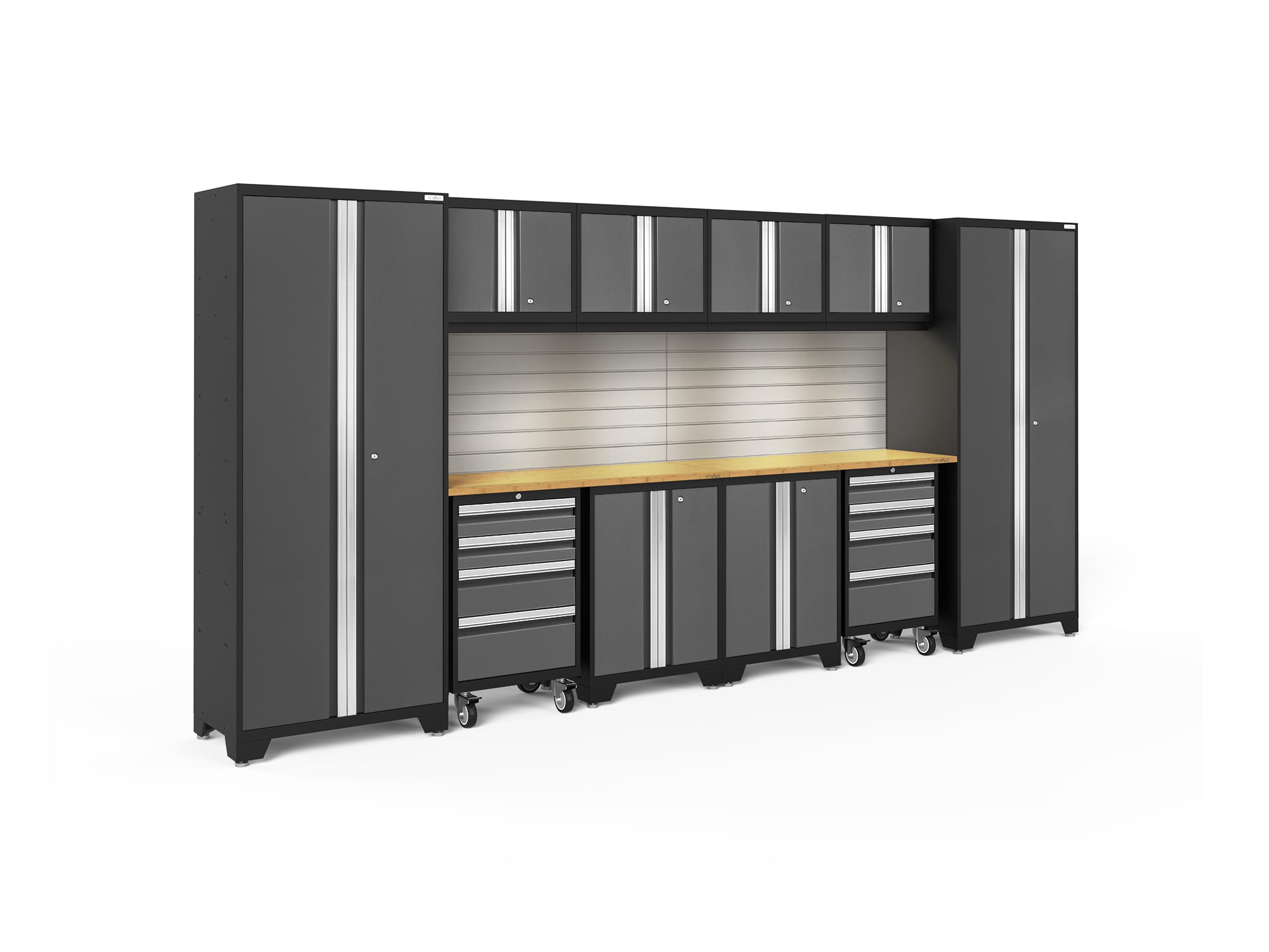 NewAge Products 56018 156-in W x 76.75-in H x 18-in D 10 -Cabinets Steel Charcoal Gray Garage Storage System