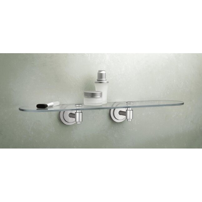 Moen Iso Brushed Nickel 1-Tier Glass Wall Mount Bathroom Shelf Moen Iso Brushed Nickel 1-Tier Glass Wall Mount Bathroom Shelf