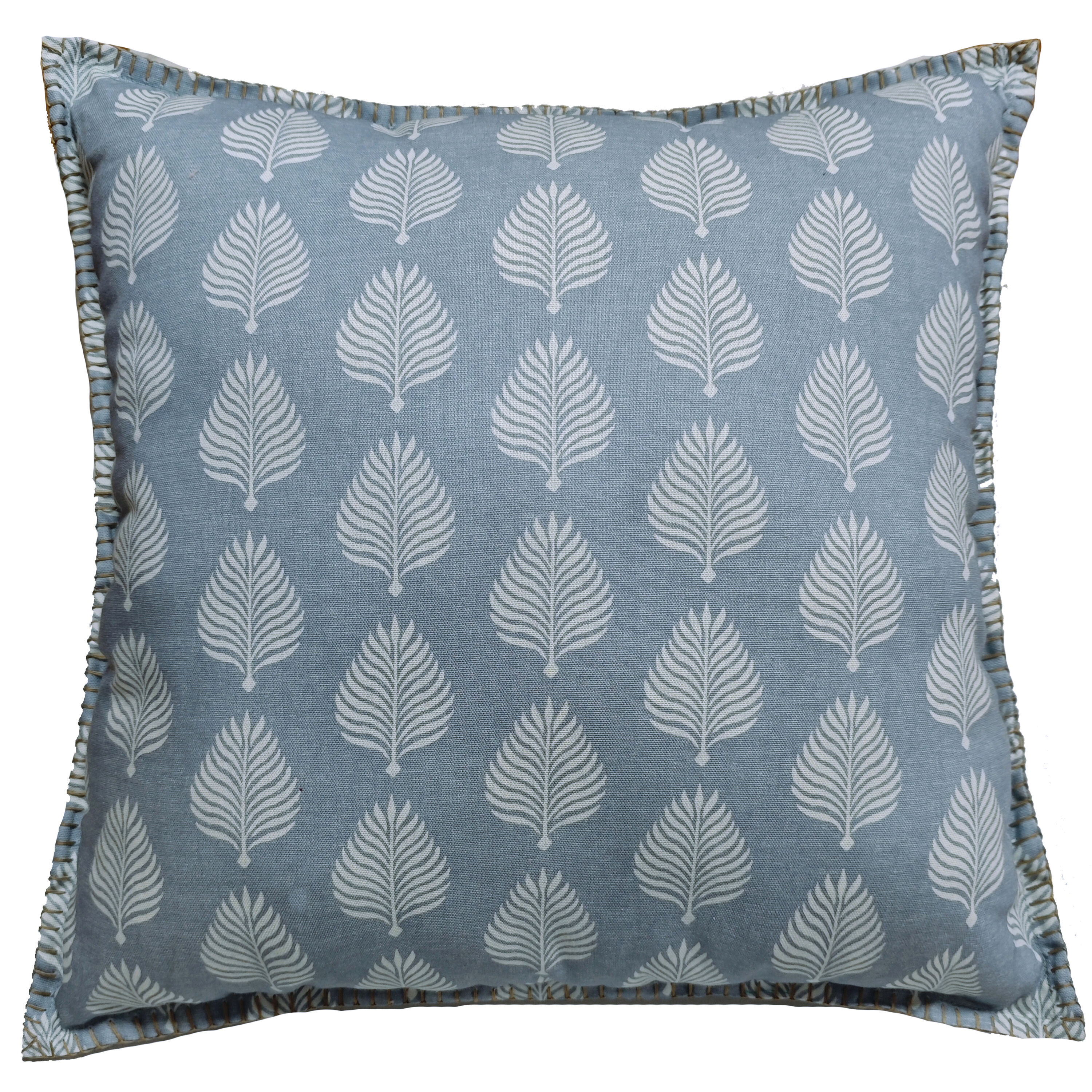 allen + roth 100219075 Floral Carolina Blue Papua Palm Square Throw pillow