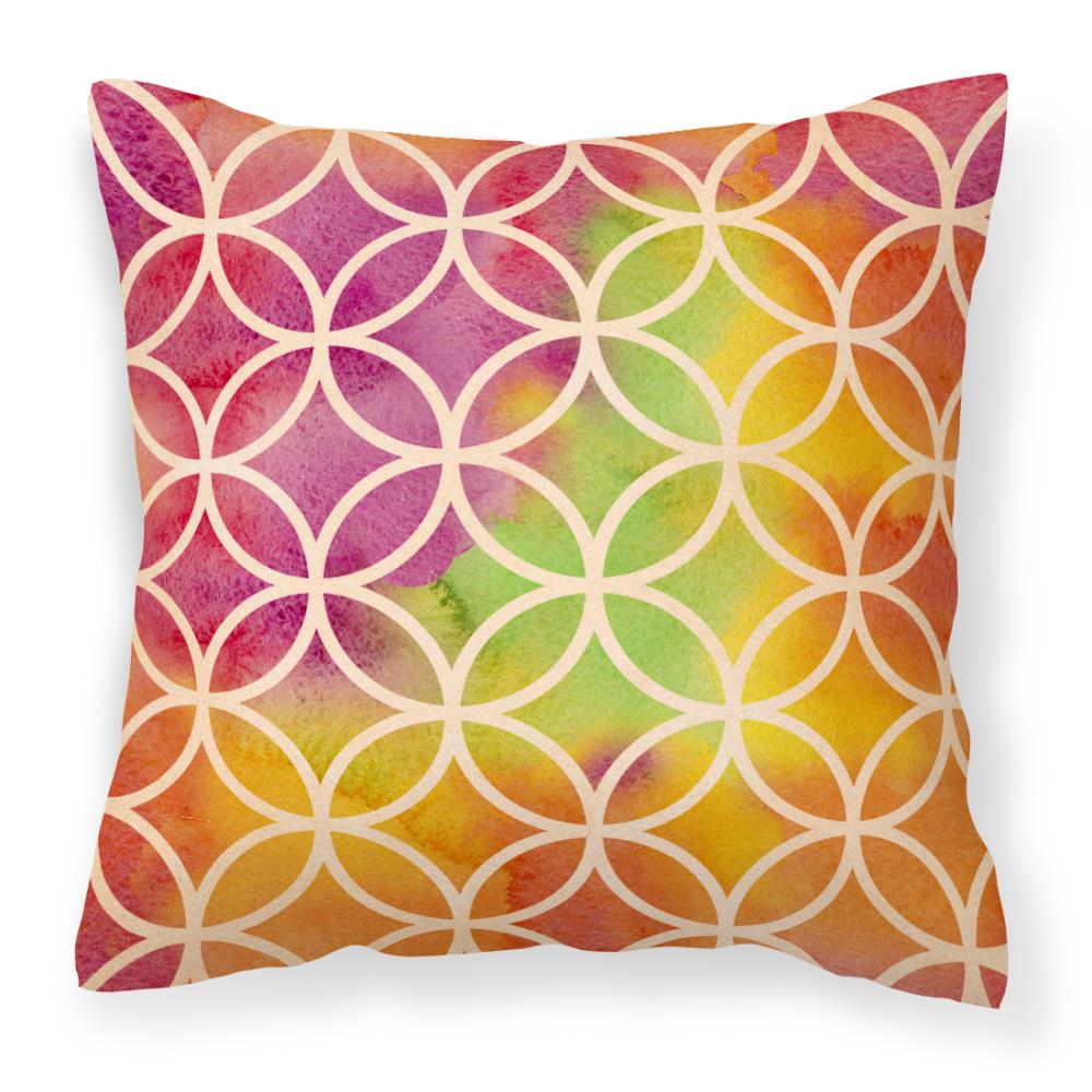 Multicolor Finley Celeste Modern Design Colorful Red and Pink Geometric Triangle Pattern Throw Pillow 18x18