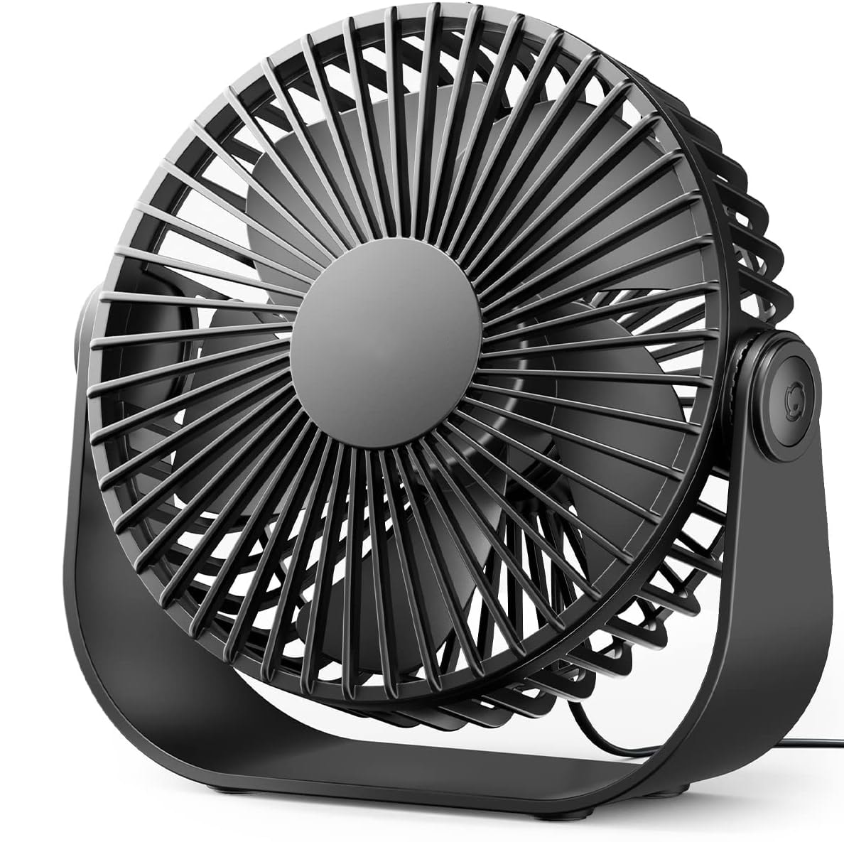 Aoibox  5 Point 5 Inch USB Desk Fan with 3 Speeds Strong Airflow 90 Degree Rotating Head Quiet Personal Table Cooling Fan Black