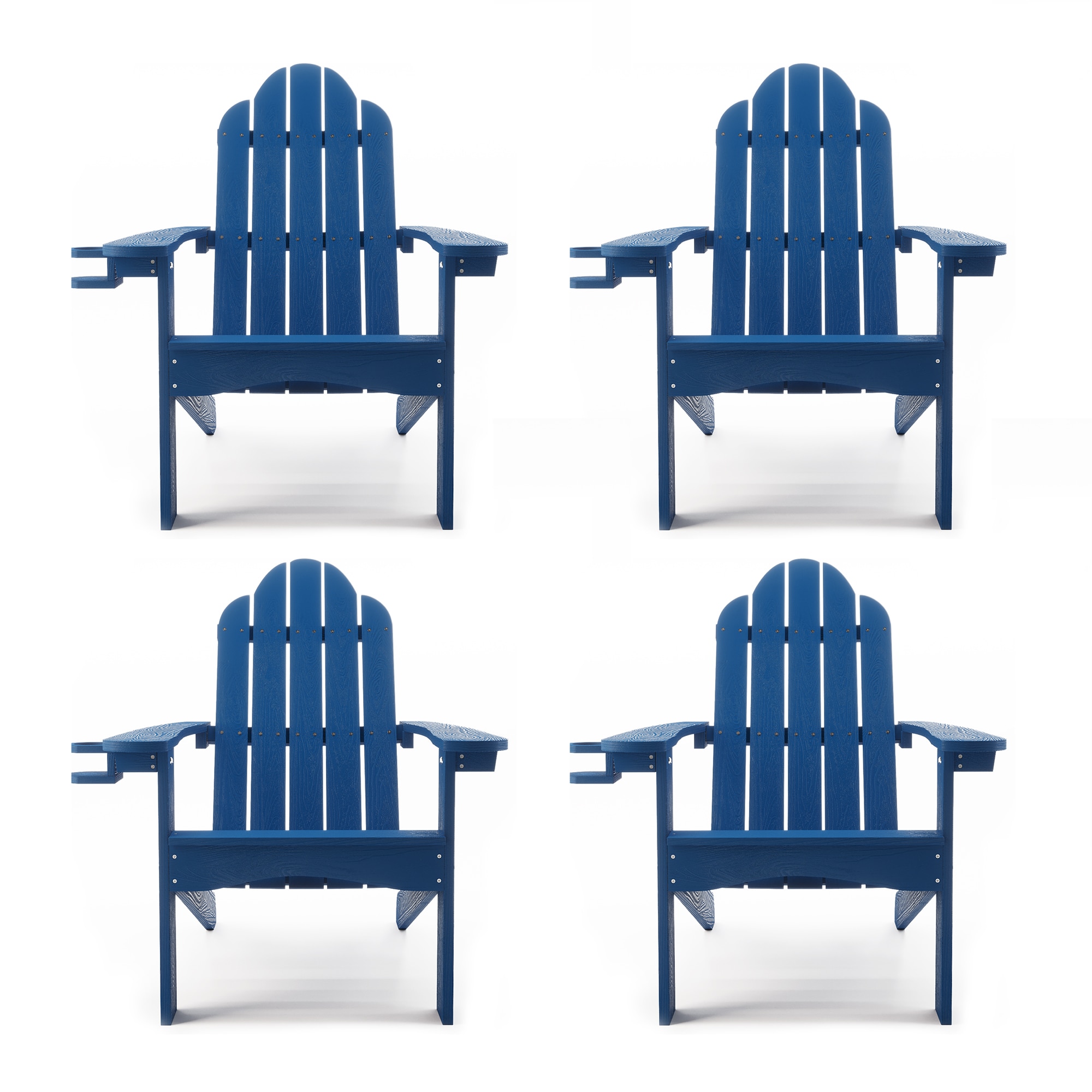 LUE BONA 4LB21CH0018-300LS The Adirondack Set of 4 Navy Blue Plastic Frame Stationary Adirondack Chair with Blue Slat Seat