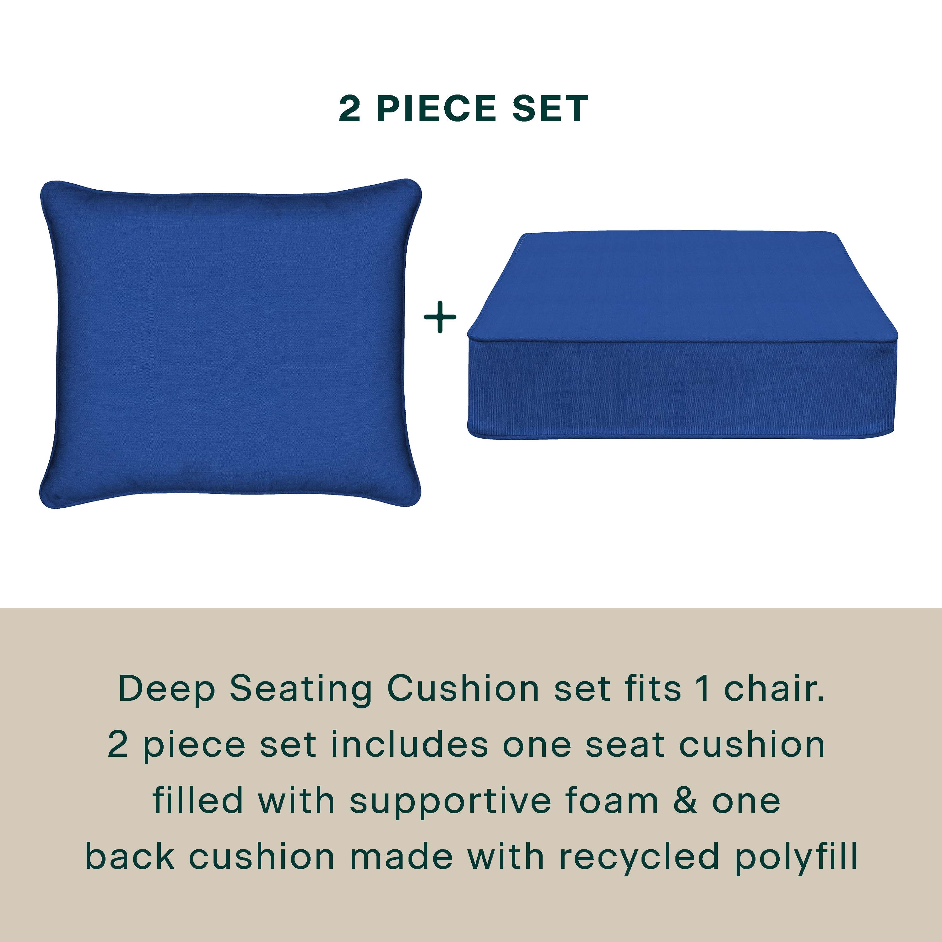 Sapphire Blue Deep Seating Outdoor Chair Cushion Set