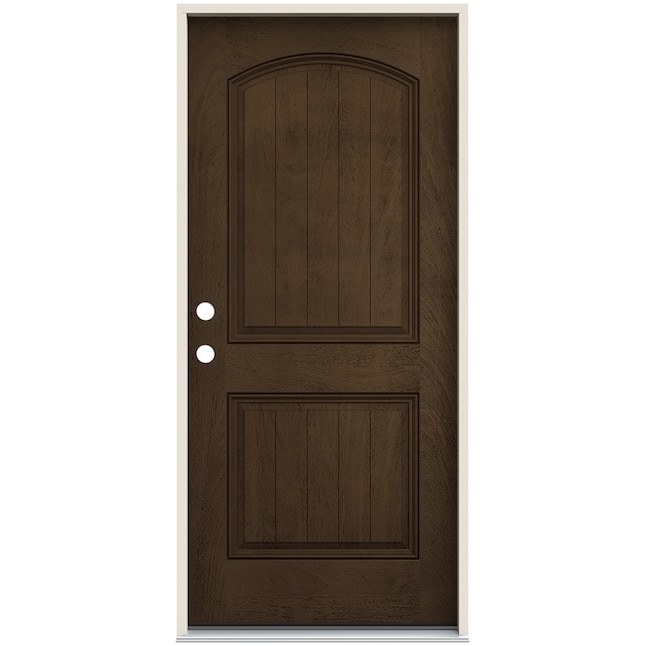36 in. x 80 in. Left Hand 2-Panel Square Coffee Bean Stain Fiberglass Prehung Front Door with Brickmould 36 in. x 80 in. Left Hand 2-Panel Square Coffee Bean Stain Fiberglass Prehung Front Door with Brickmould